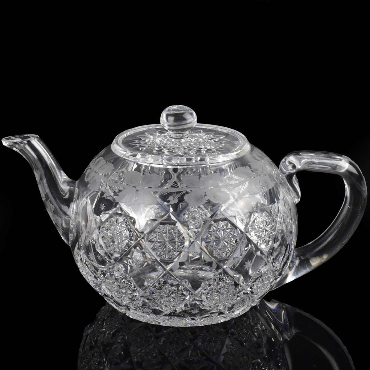 Antique Sinclaire Cut Glass Teapot