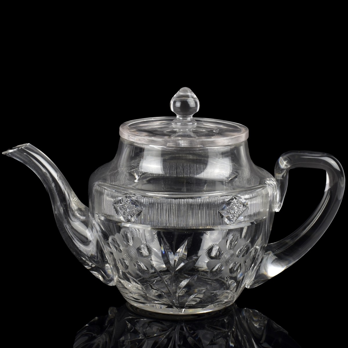 Antique Sinclaire Cut Glass Teapot