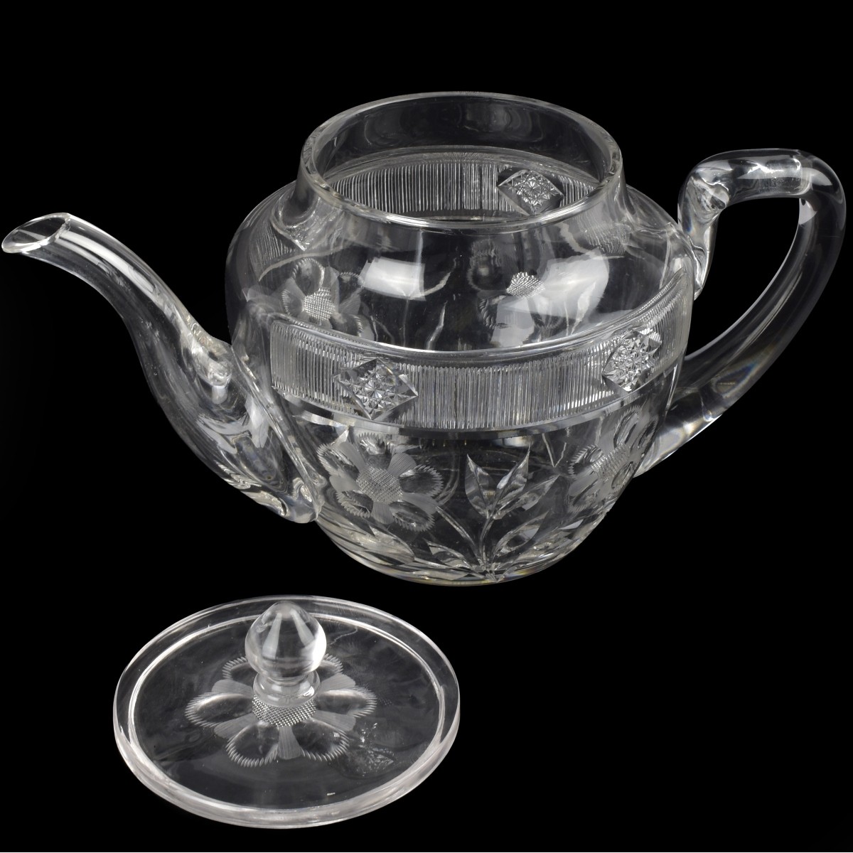 Antique Sinclaire Cut Glass Teapot