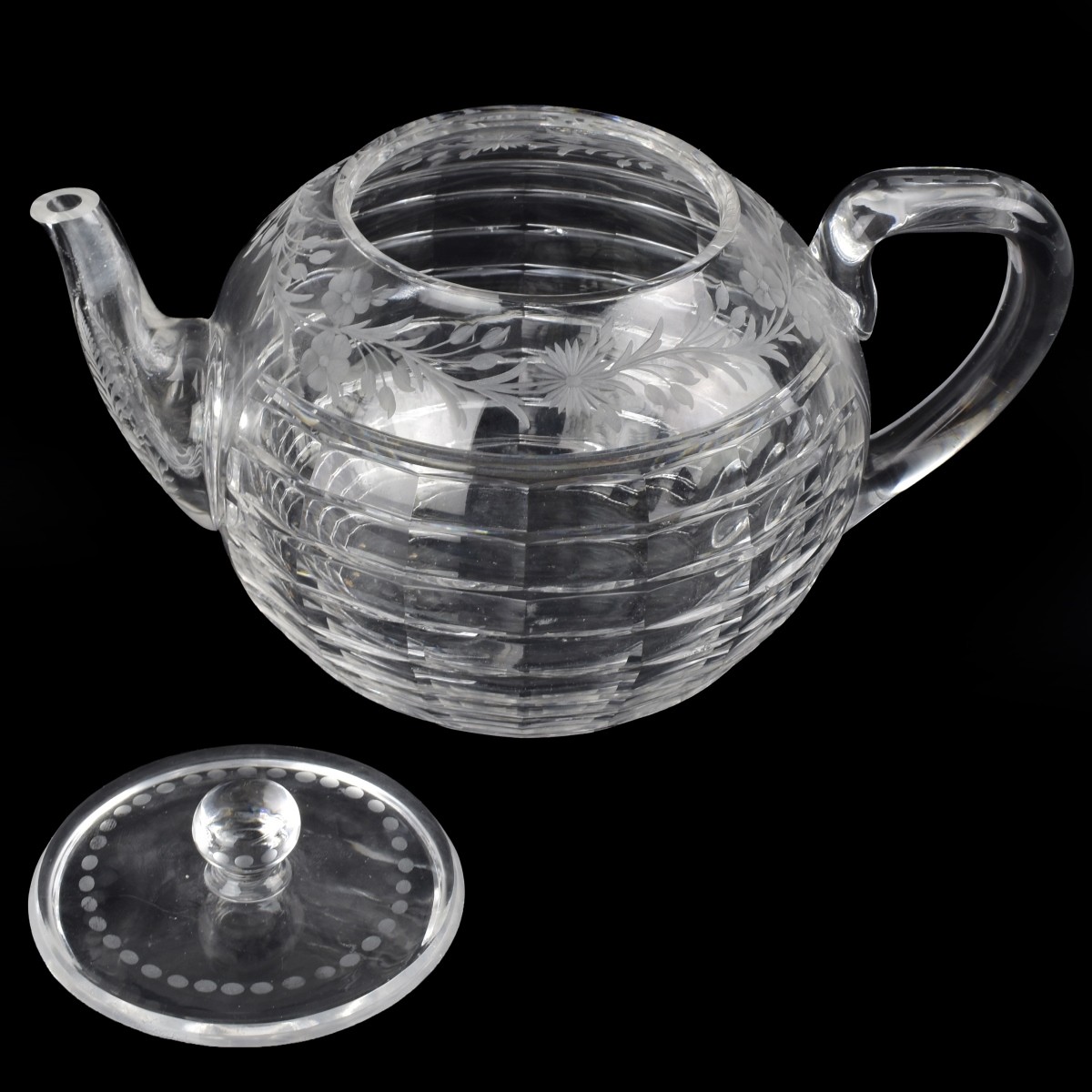 Antique Sinclaire Cut Glass Teapot