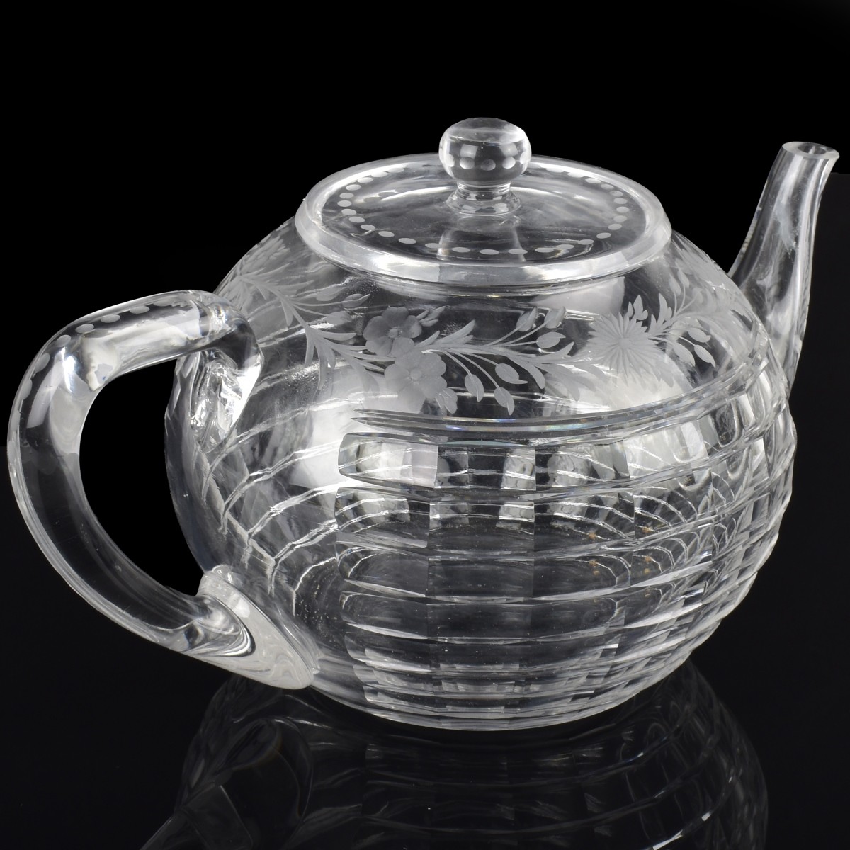 Antique Sinclaire Cut Glass Teapot