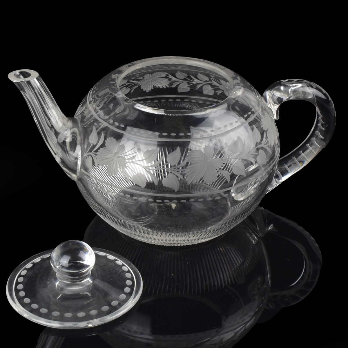 Antique Sinclaire Cut Glass Teapot