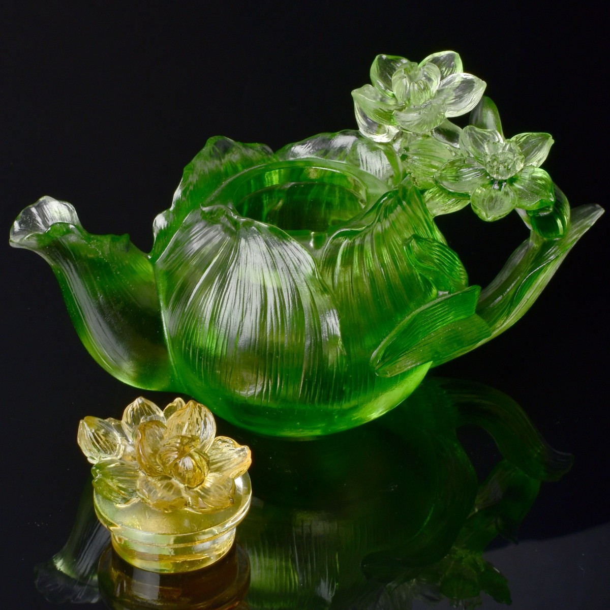 Pate-de-Verre Art Glass Teapot