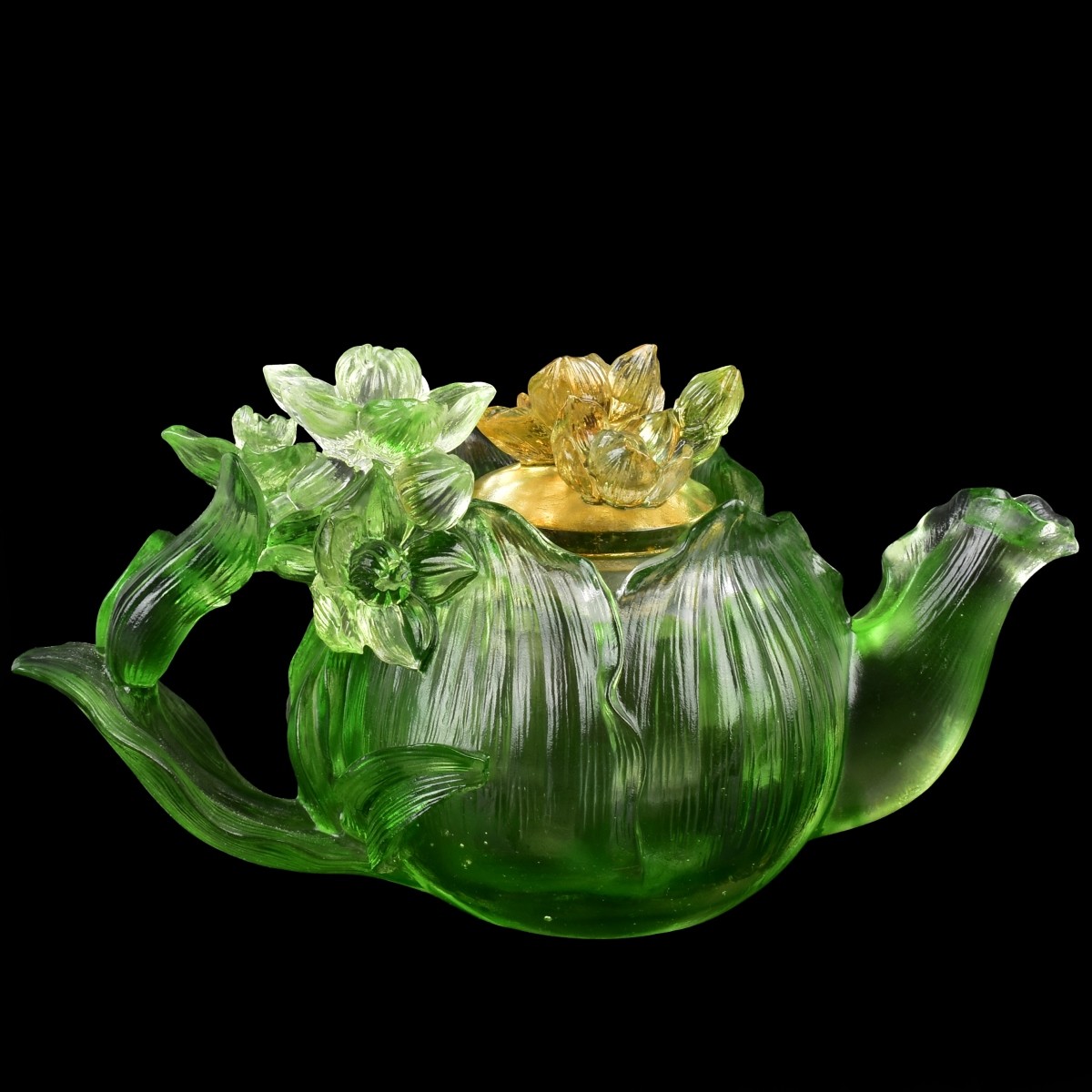Pate-de-Verre Art Glass Teapot