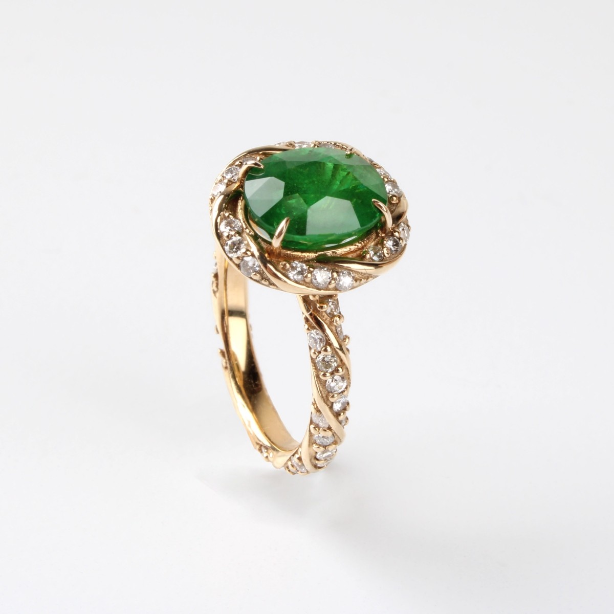 GIA Tsavorite, Diamond and 14K Ring