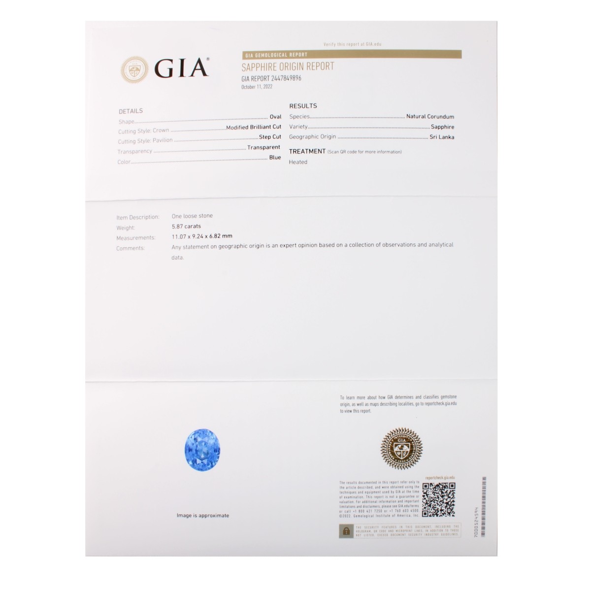 GIA Sapphire, Diamond and 14K Ring
