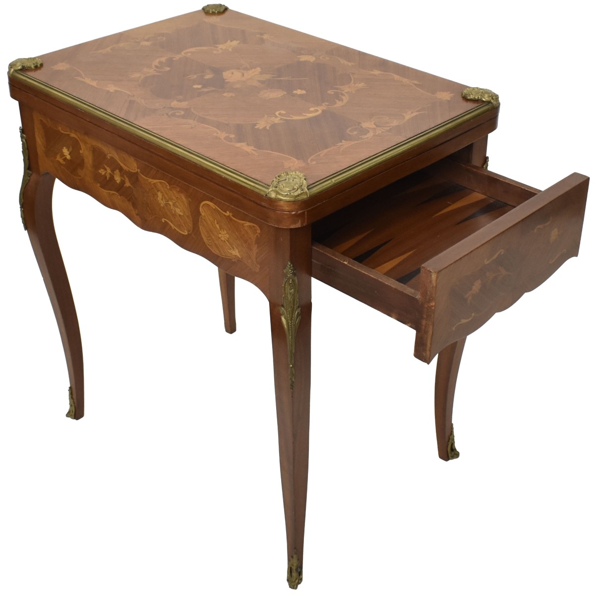 French Style Marquetry Game Table