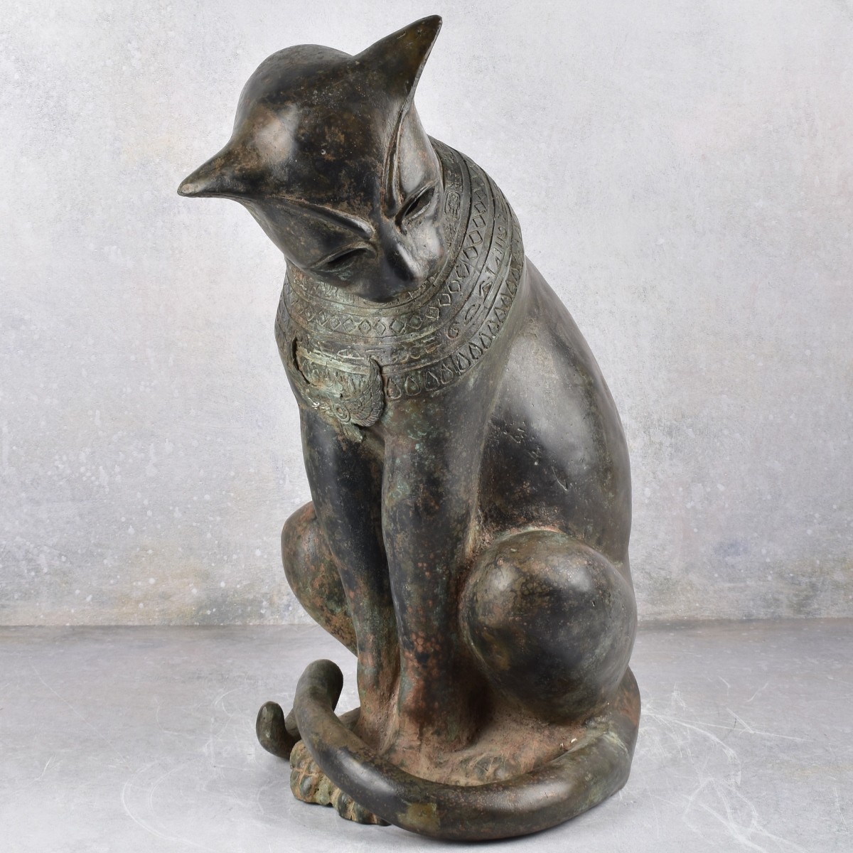 Cast Metal Egyptian Cat Sculpture