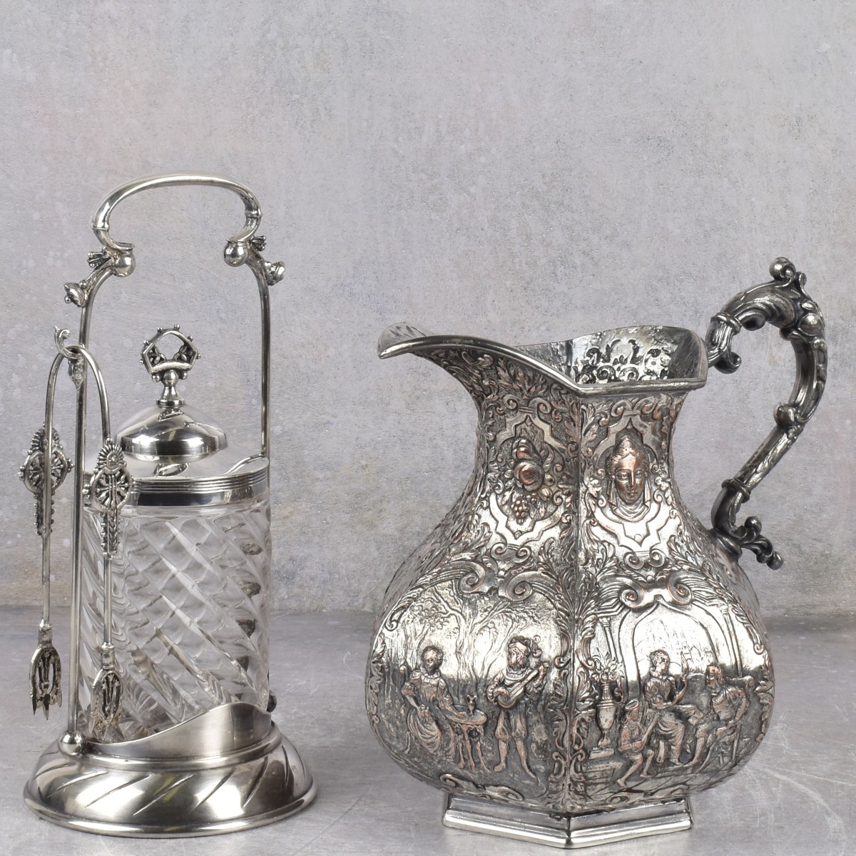 Antique EG Webster & Son Pitcher & Pickle Jar