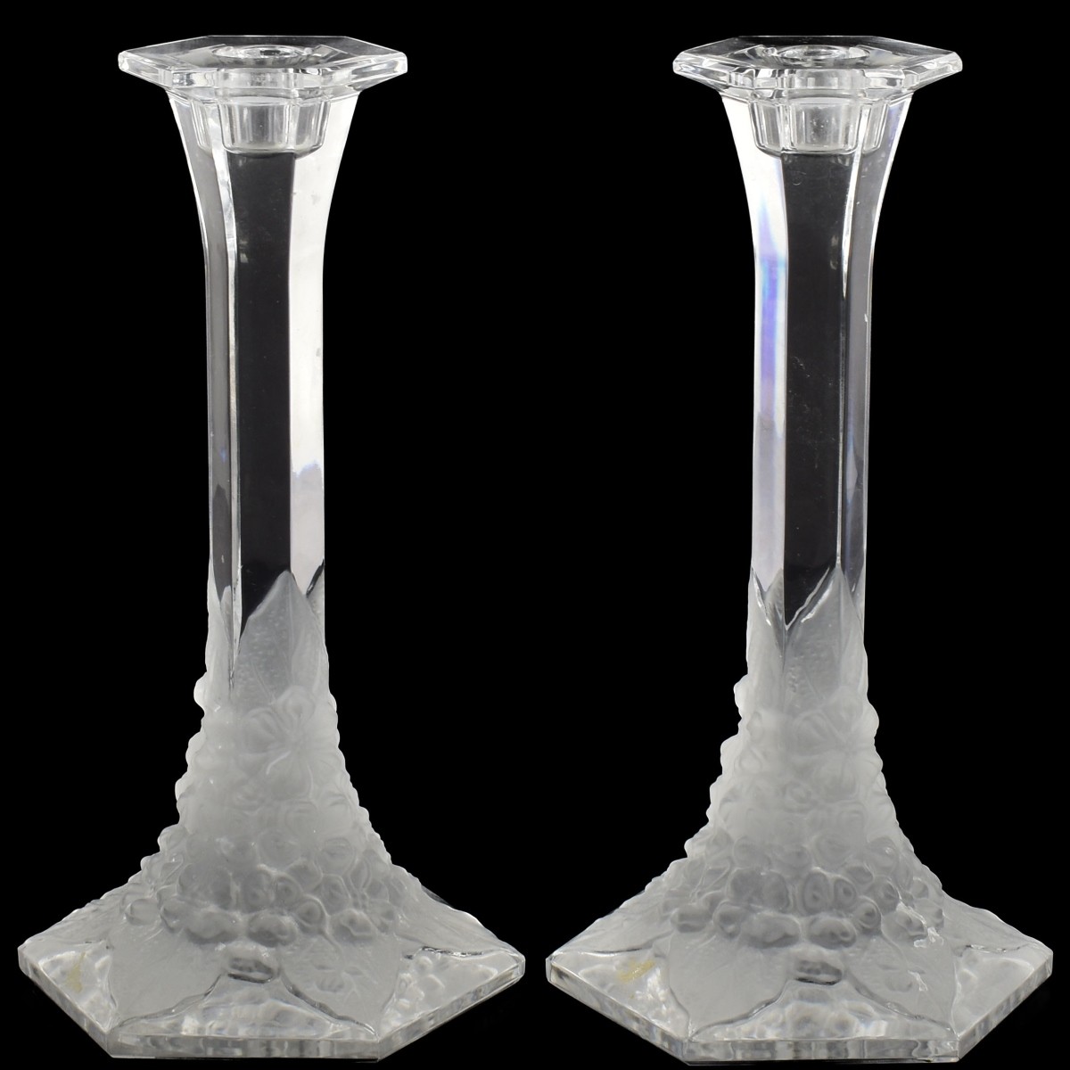 Val St Lambert Cut Crystal Candle Holders