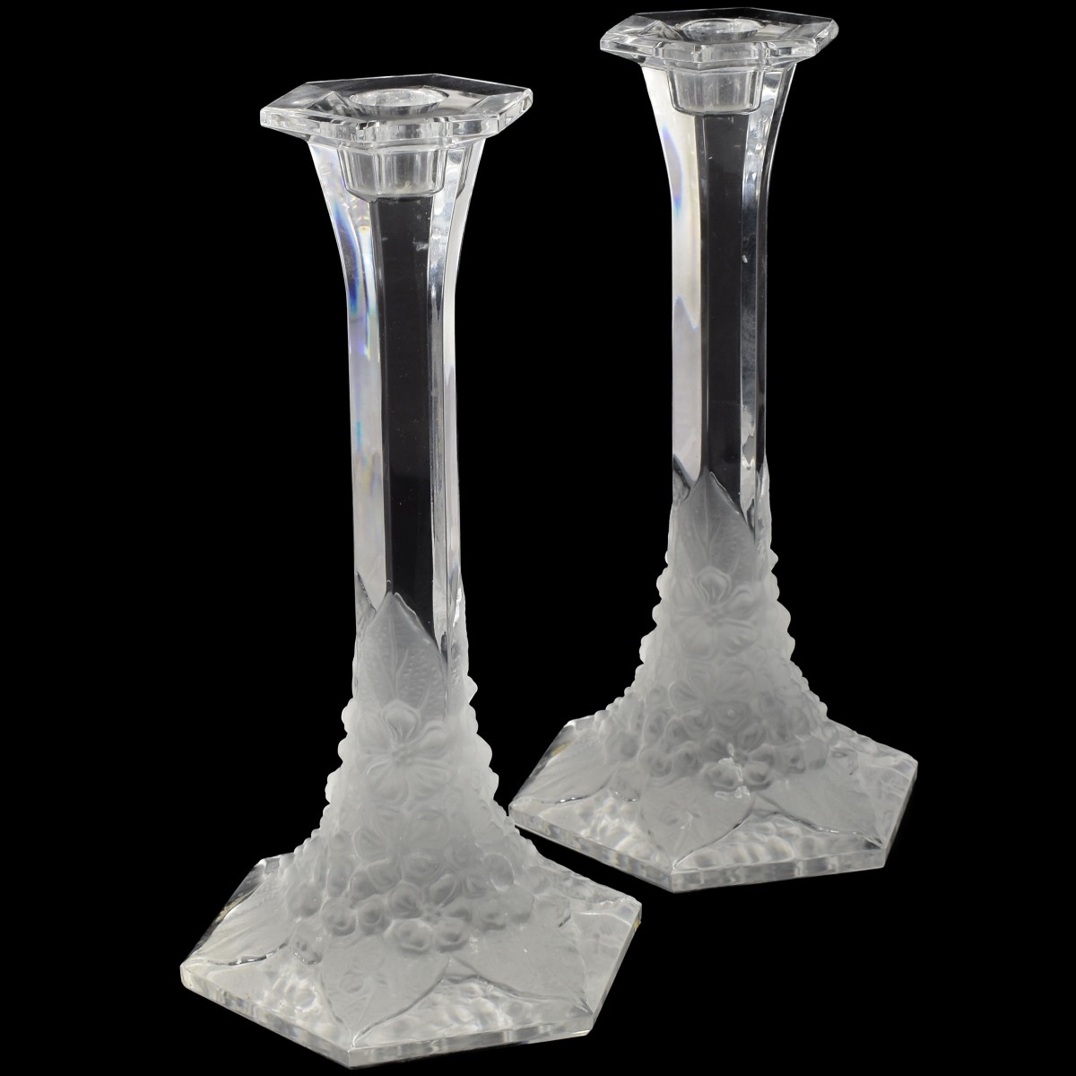 Val St Lambert Cut Crystal Candle Holders