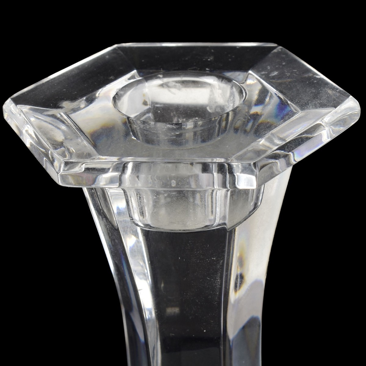 Val St Lambert Cut Crystal Candle Holders