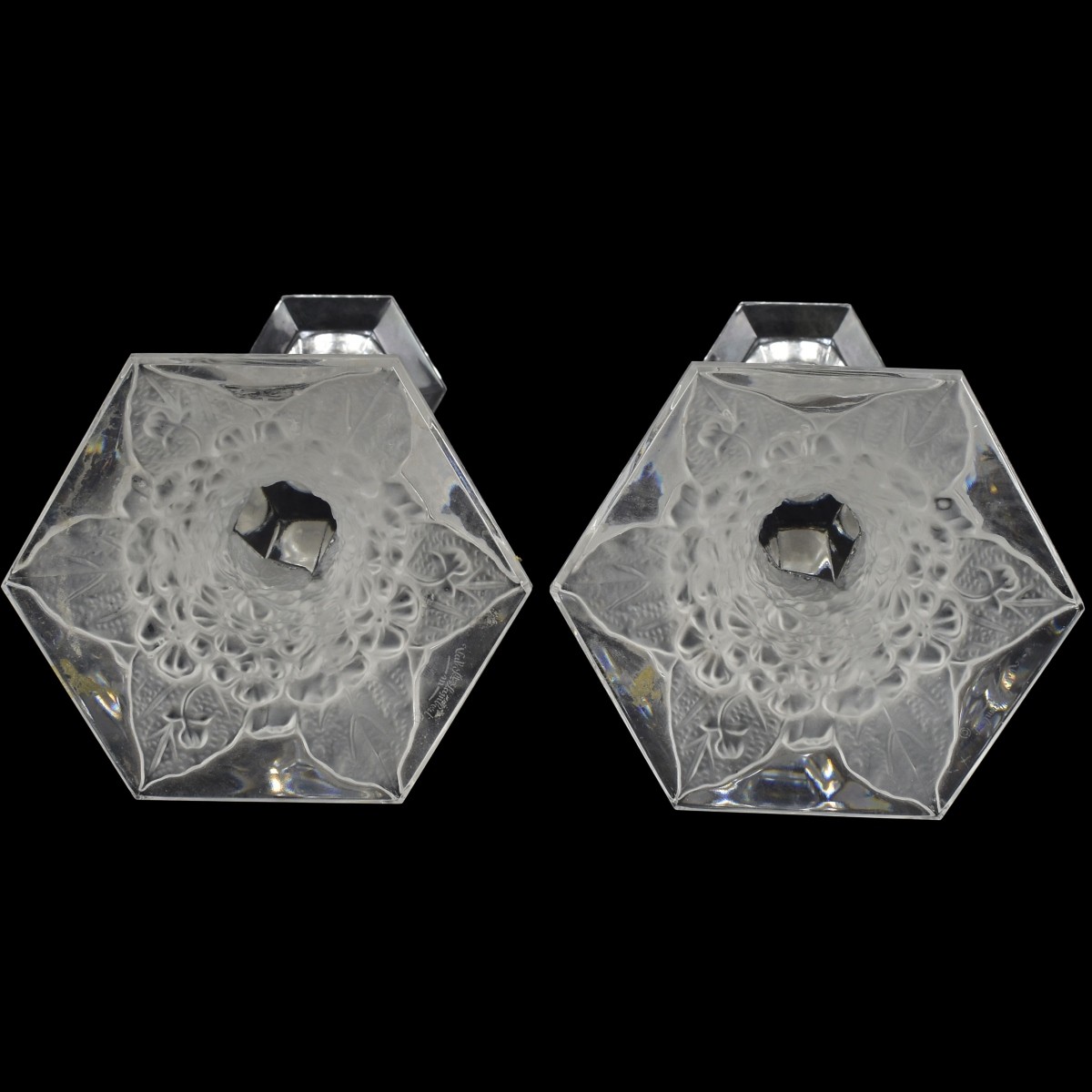 Val St Lambert Cut Crystal Candle Holders