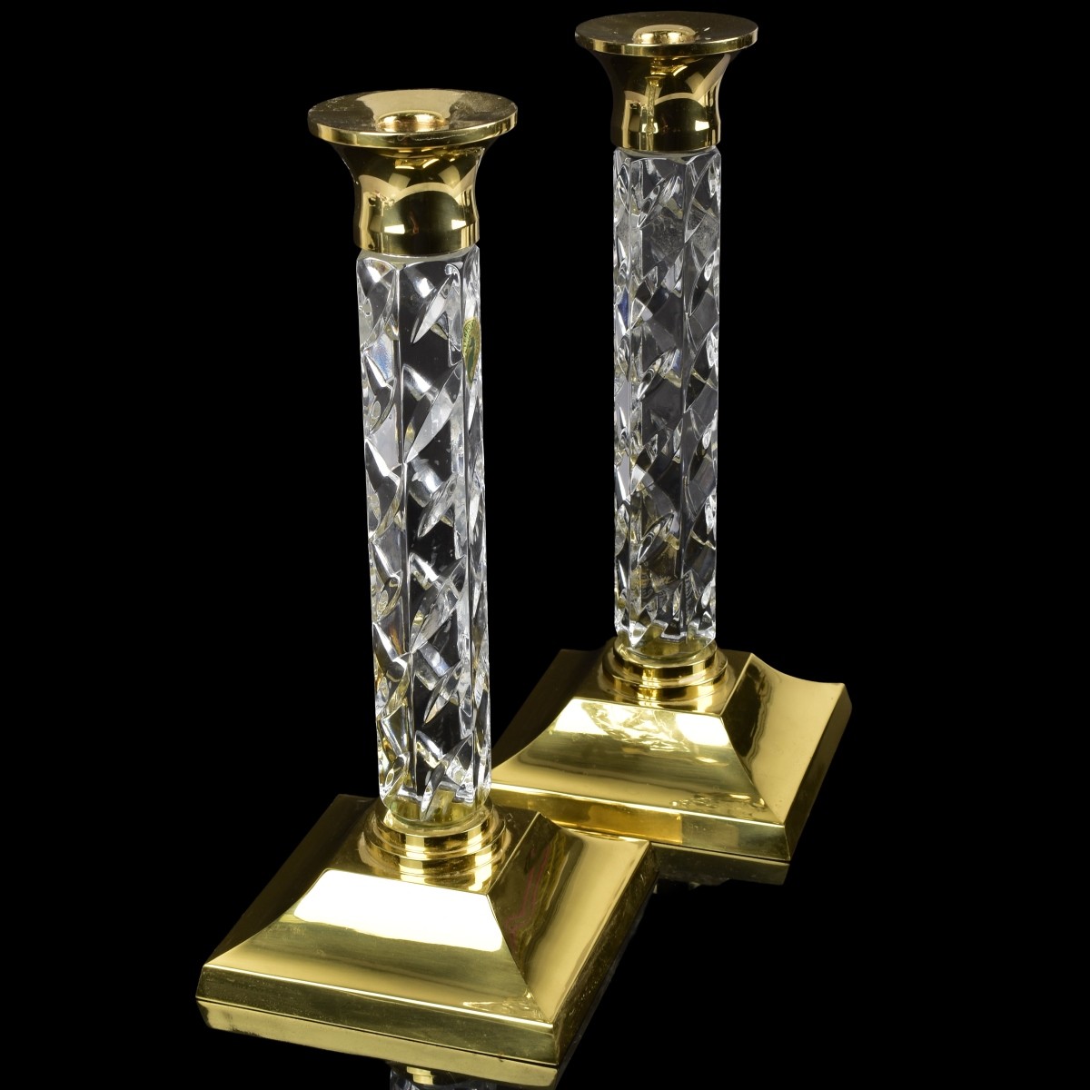 Waterford Crystal and Brass Candlesticks