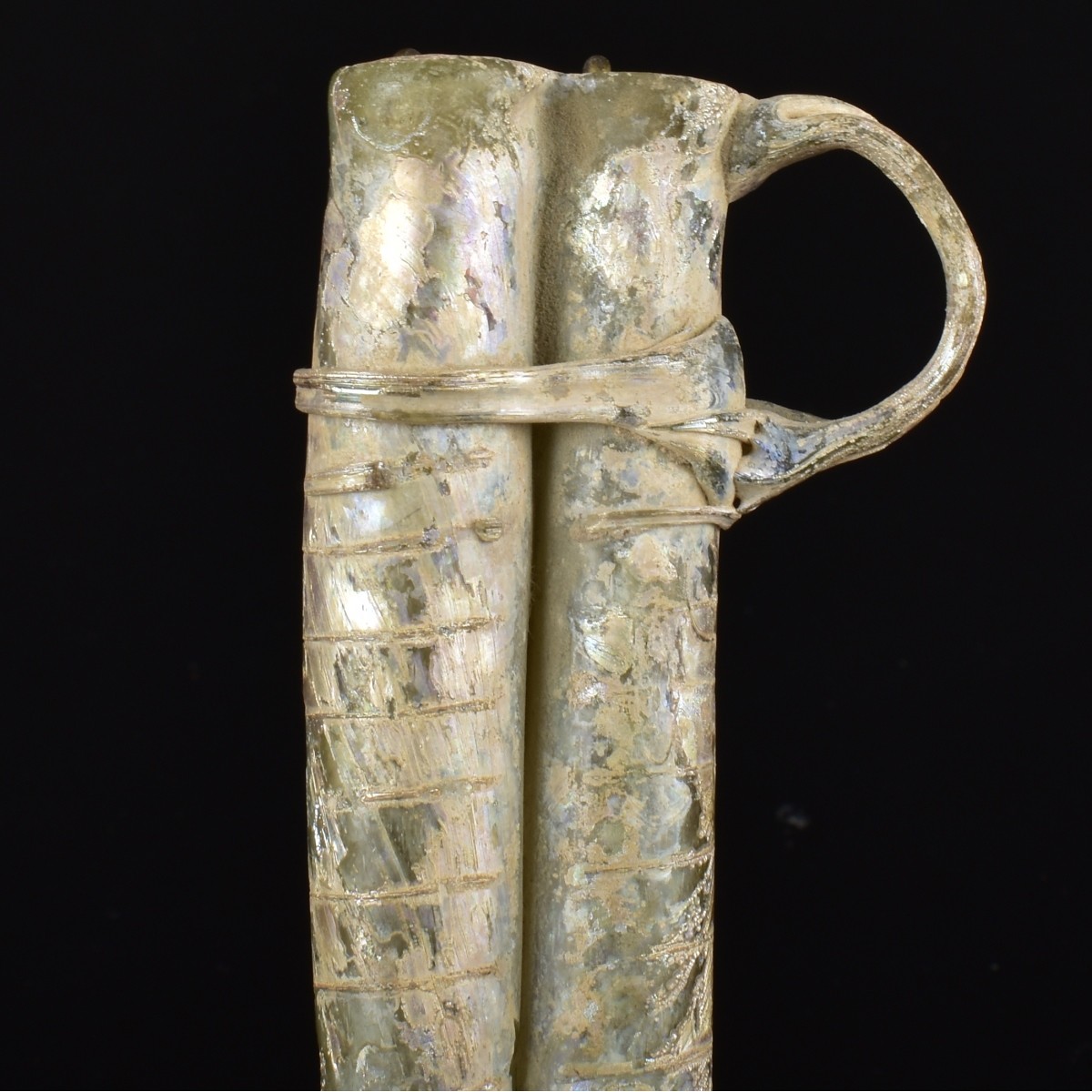 Roman Glass Double Balsamaria Bottle