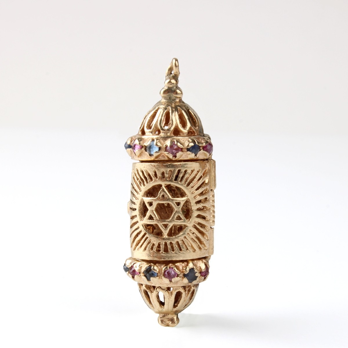 Gemstone and 14K Judaic Pendant