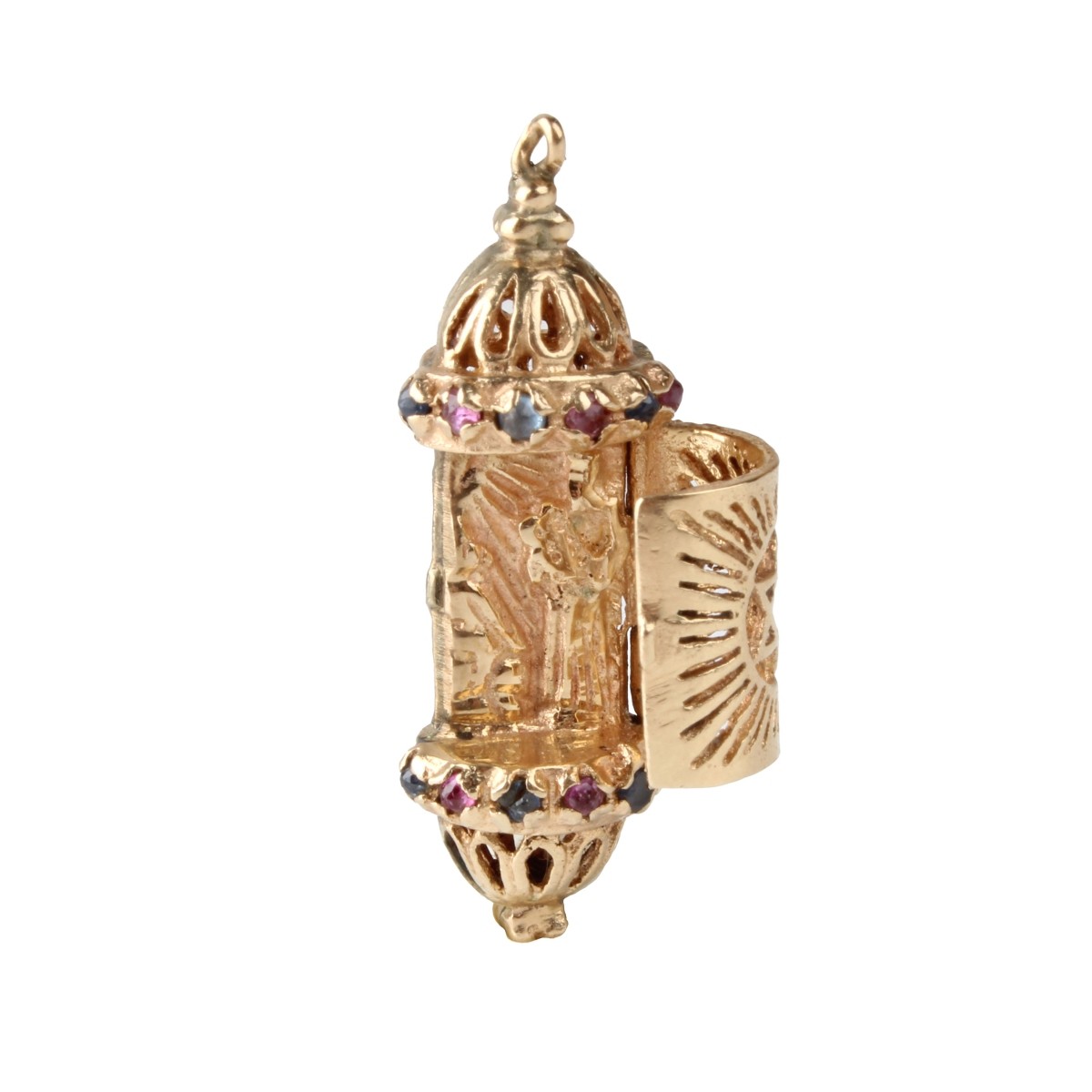 Gemstone and 14K Judaic Pendant