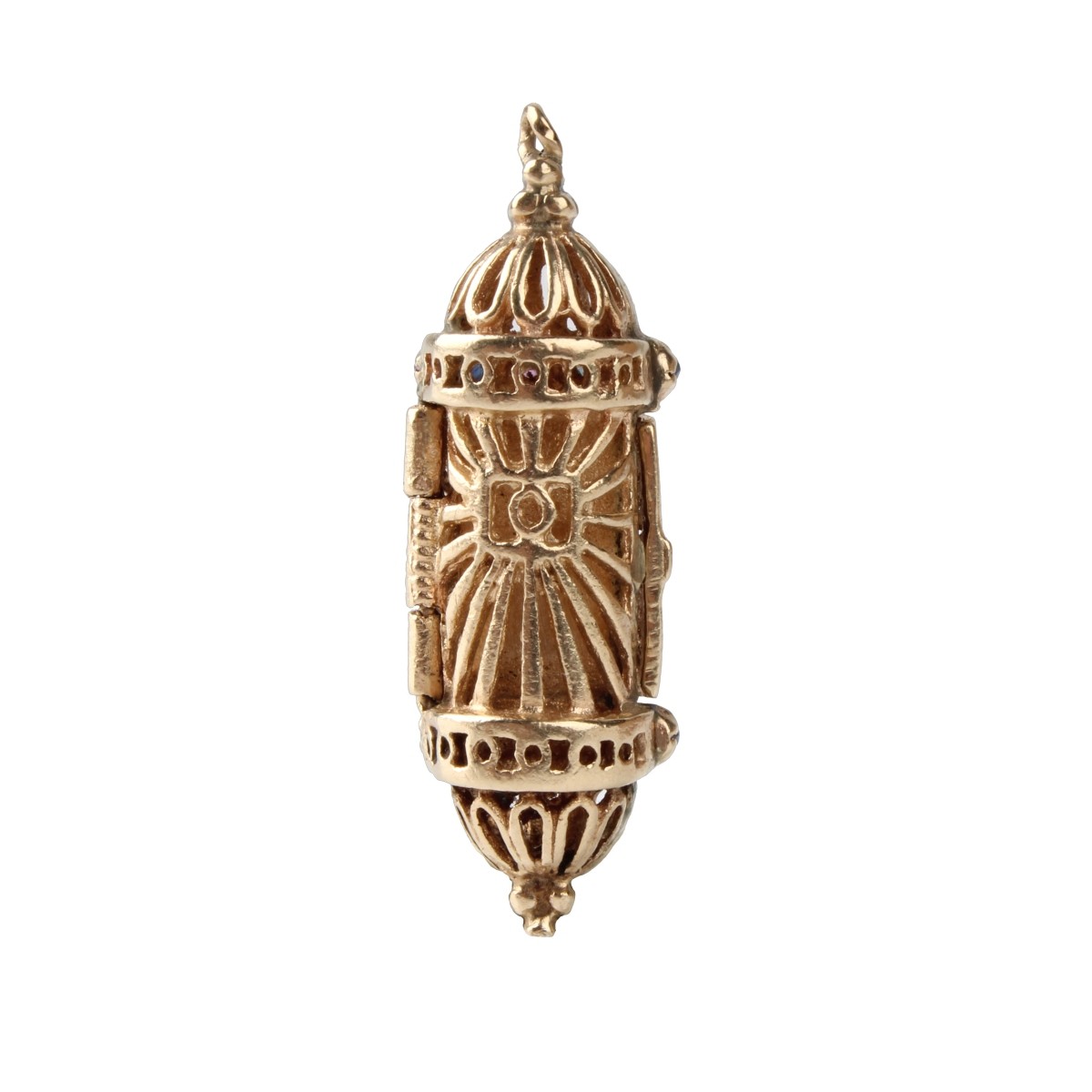 Gemstone and 14K Judaic Pendant