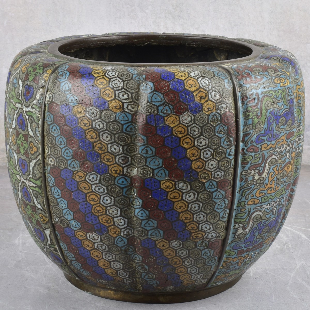 Antique Chinese Cloisonne Bronze Planter