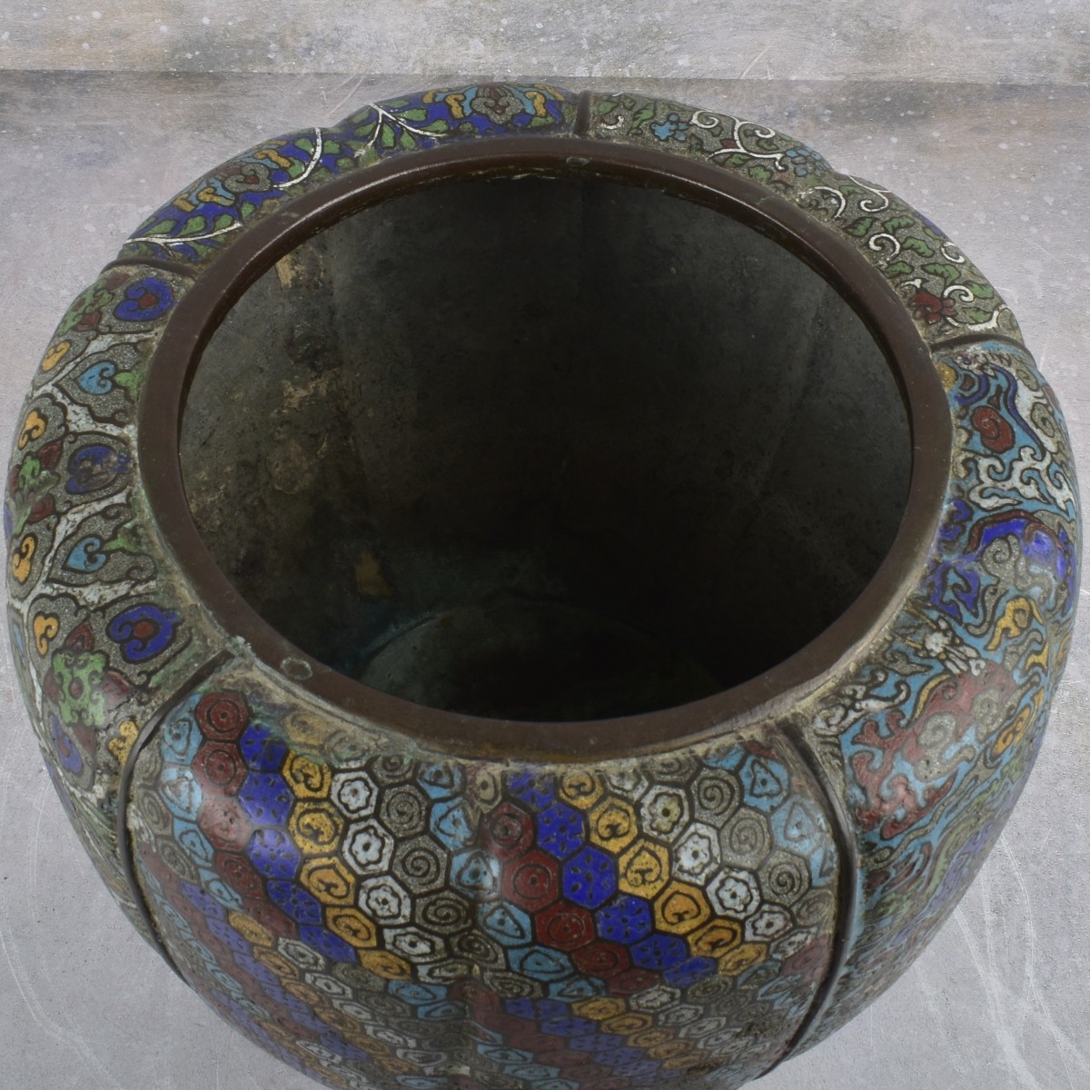 Antique Chinese Cloisonne Bronze Planter