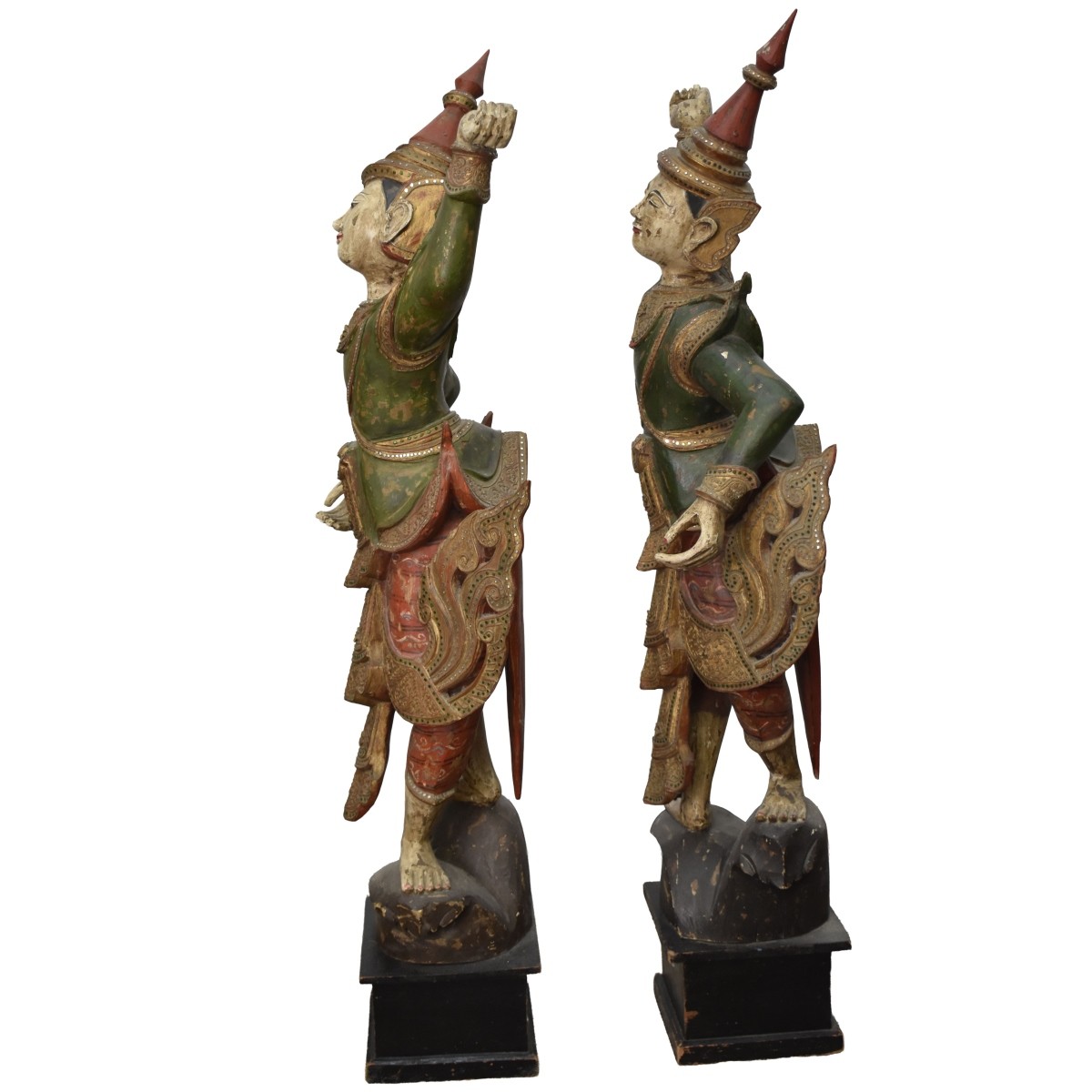 Large Burmese Hand-carved Deity's