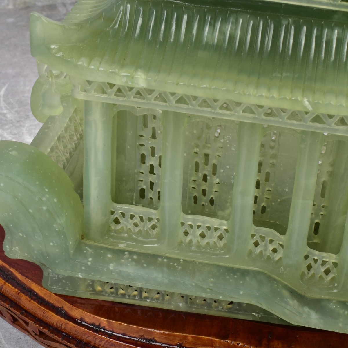 Vintage Carved Serpentine Dragon Boat
