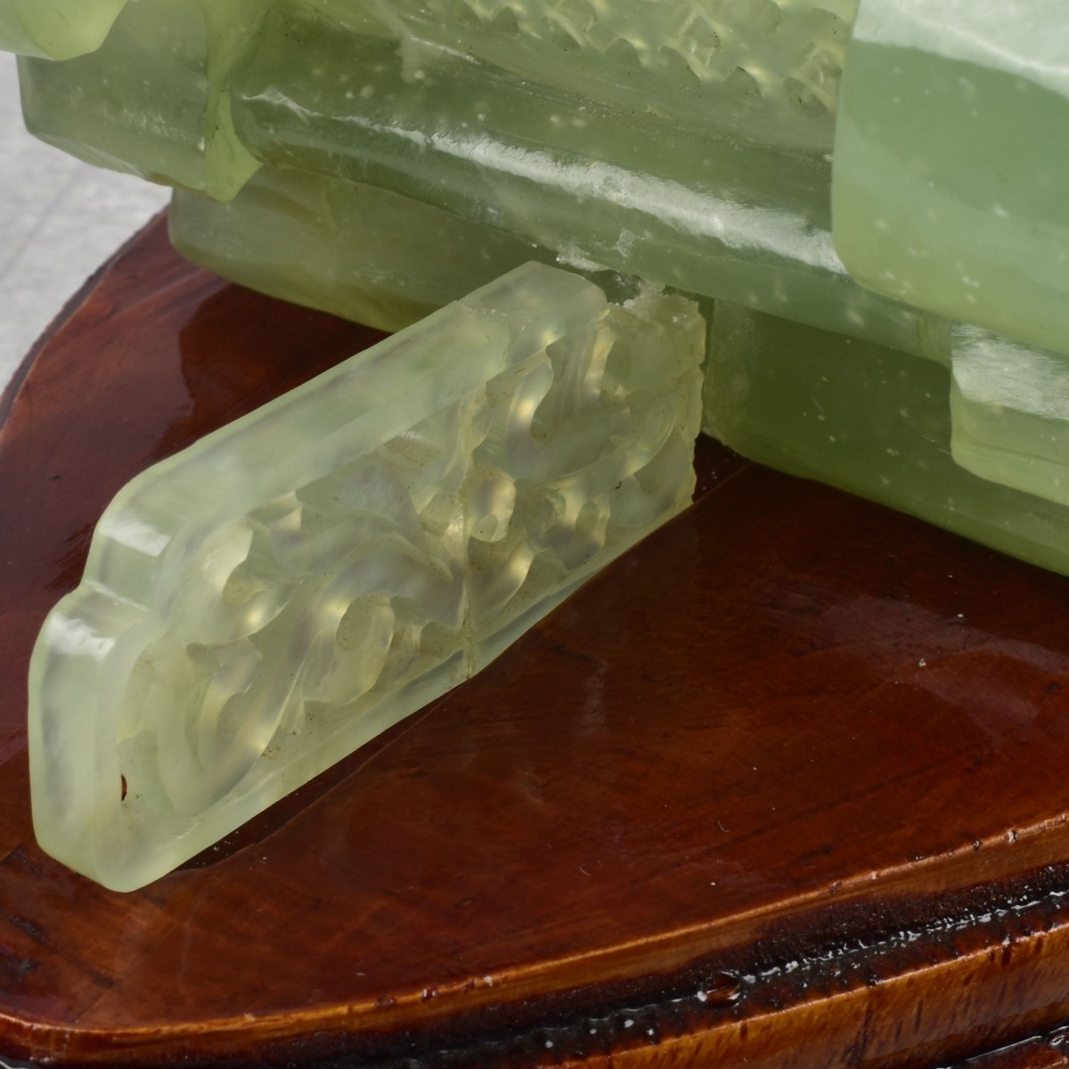 Vintage Carved Serpentine Dragon Boat