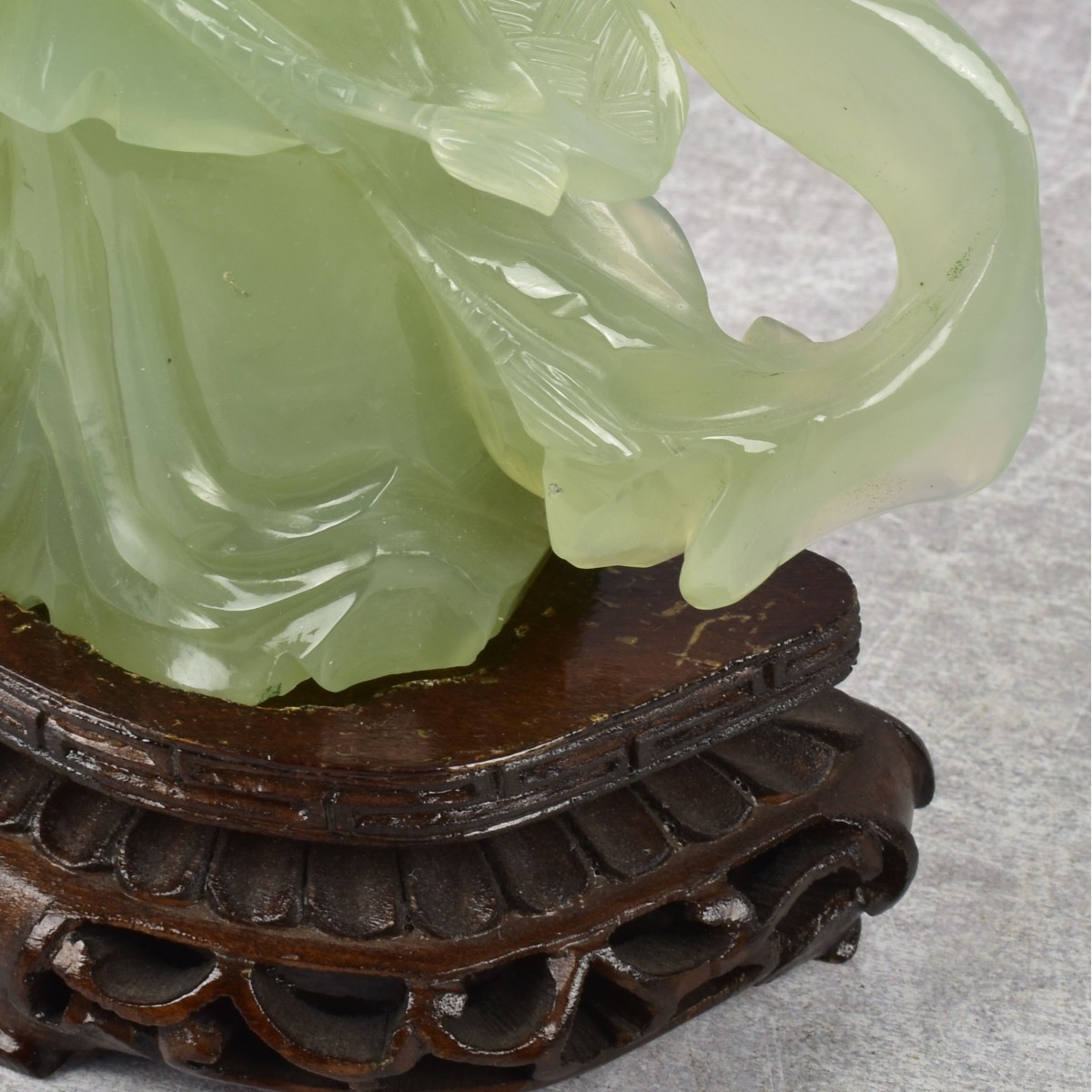 Carved Serpentine Sculpture of a Guanyin