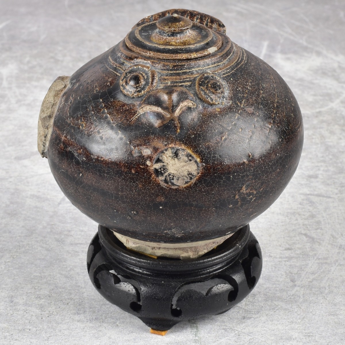 11th-12th Century Brown Glazed Lime Pot