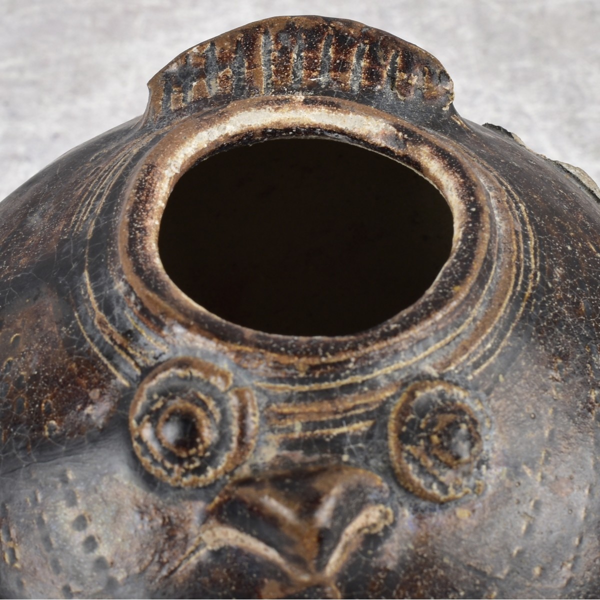 11th-12th Century Brown Glazed Lime Pot