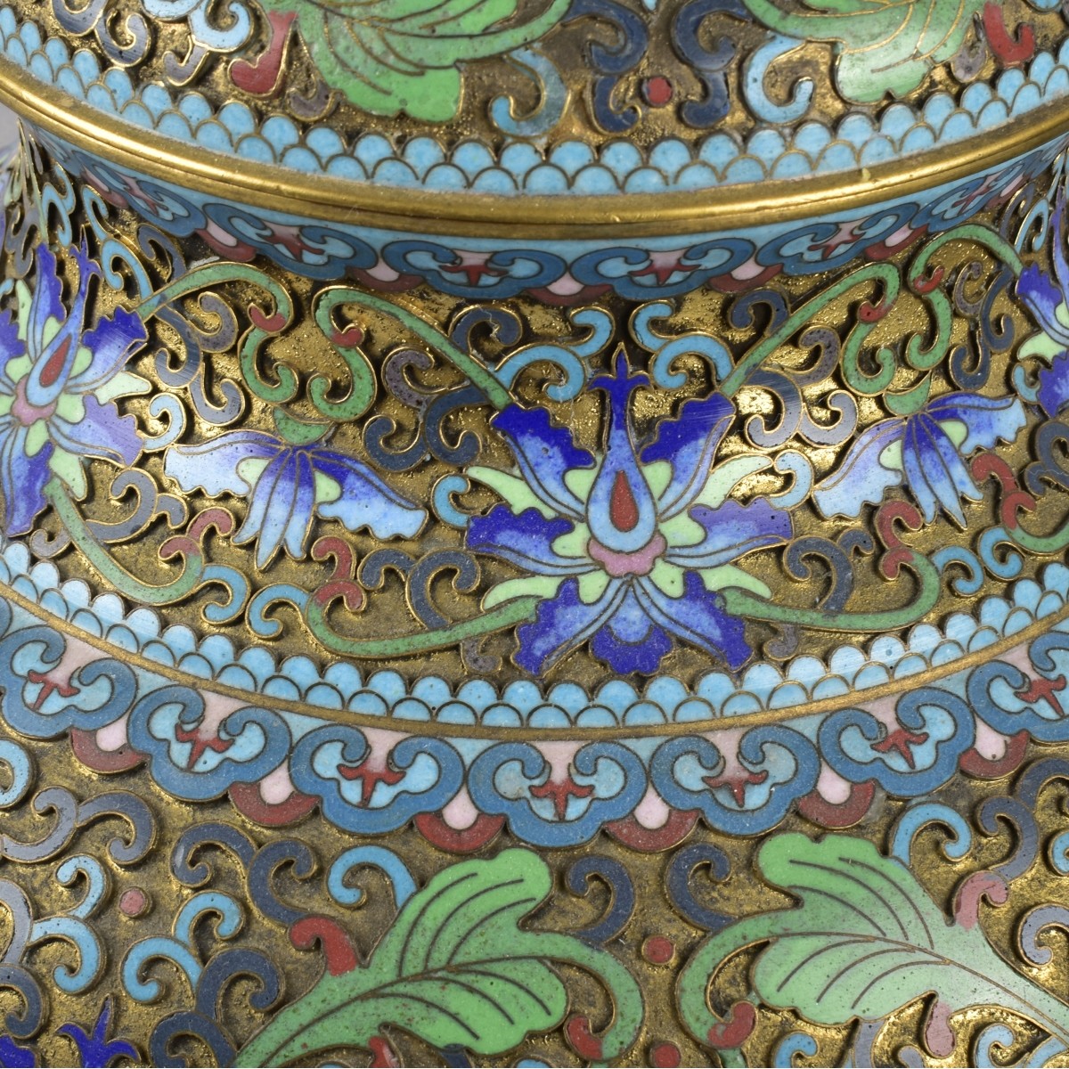 Pair of Antique Chinese Cloisonne Jars