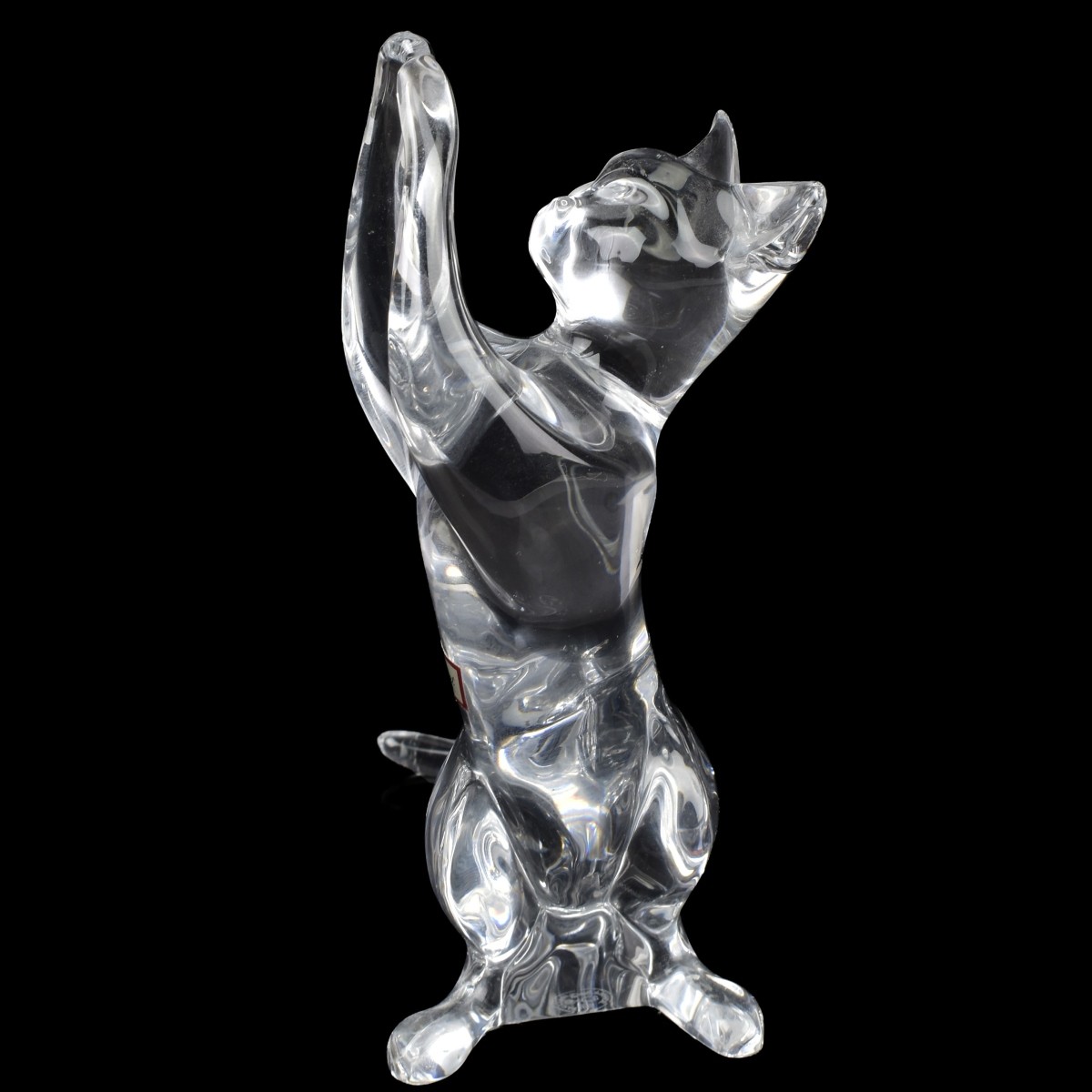 Baccarat France Crystal Cat Sculpture
