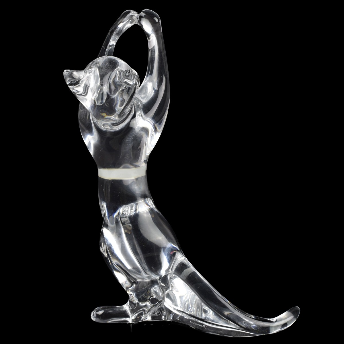 Baccarat France Crystal Cat Sculpture