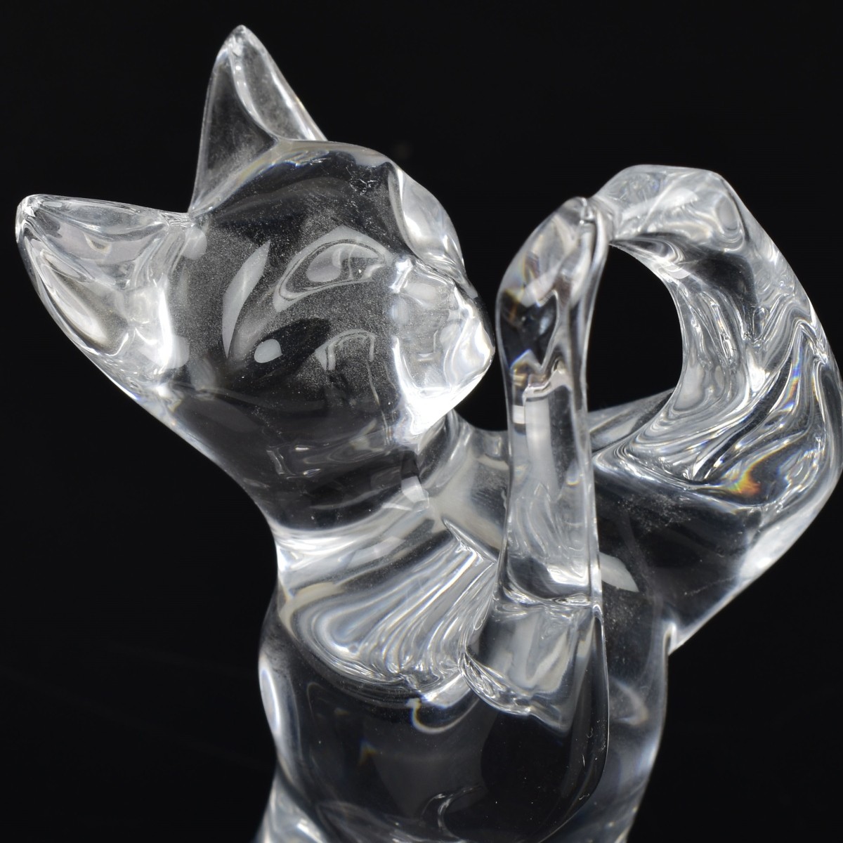 Baccarat France Crystal Cat Sculpture