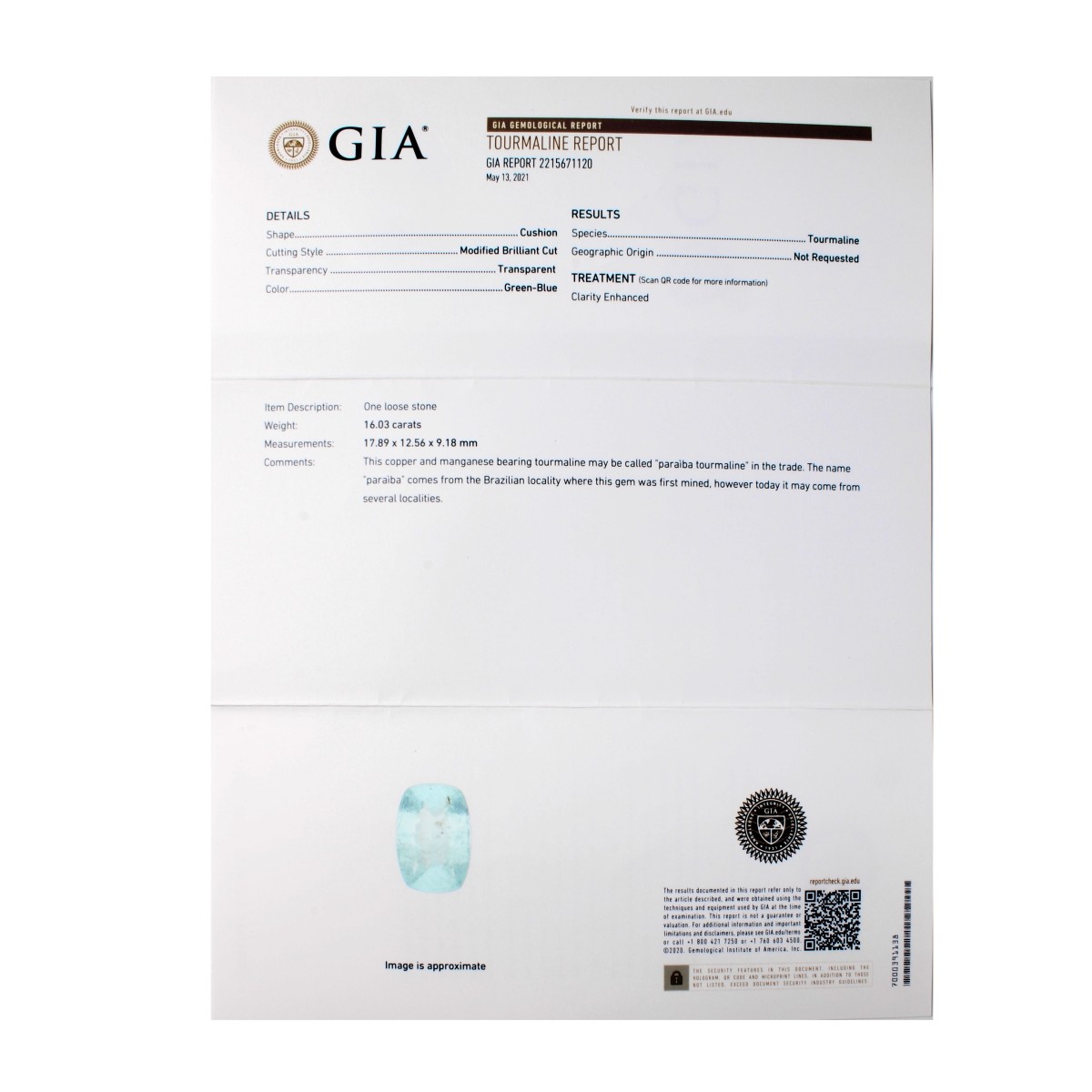 GIA Paraiba, Diamond and 14K Ring
