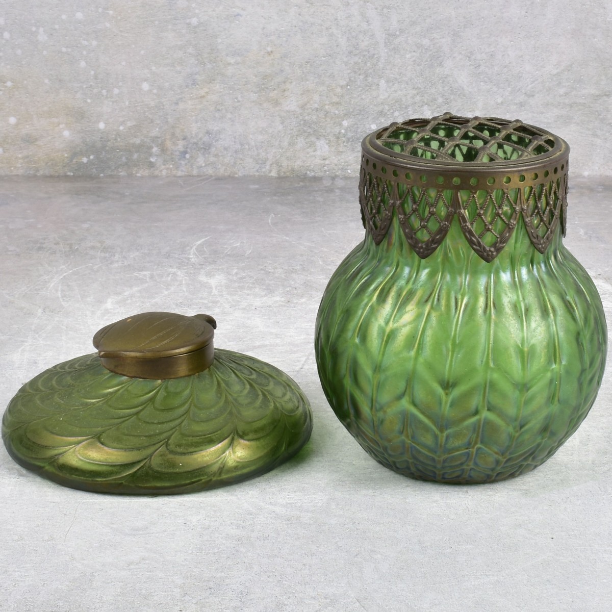 Circa 1900 Wilhelm Kralik Inkwell and Vase