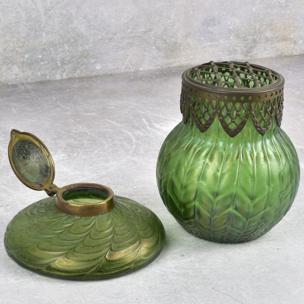 Circa 1900 Wilhelm Kralik Inkwell and Vase
