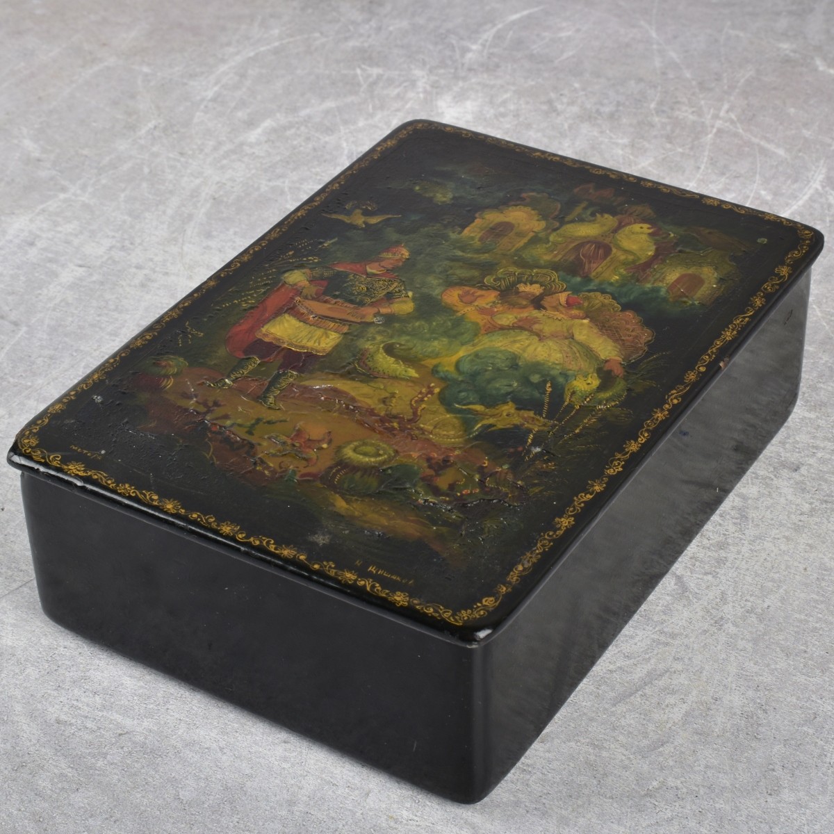 Vintage Russian Paper Mache Box