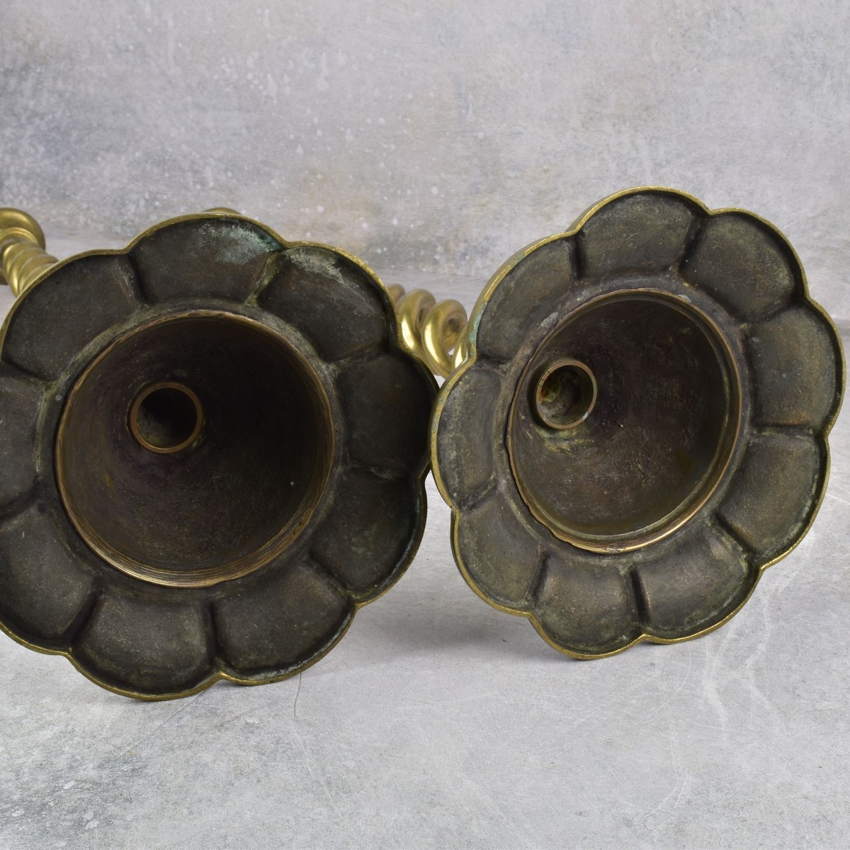 Vintage Pair of Brass Twisted Candlesticks