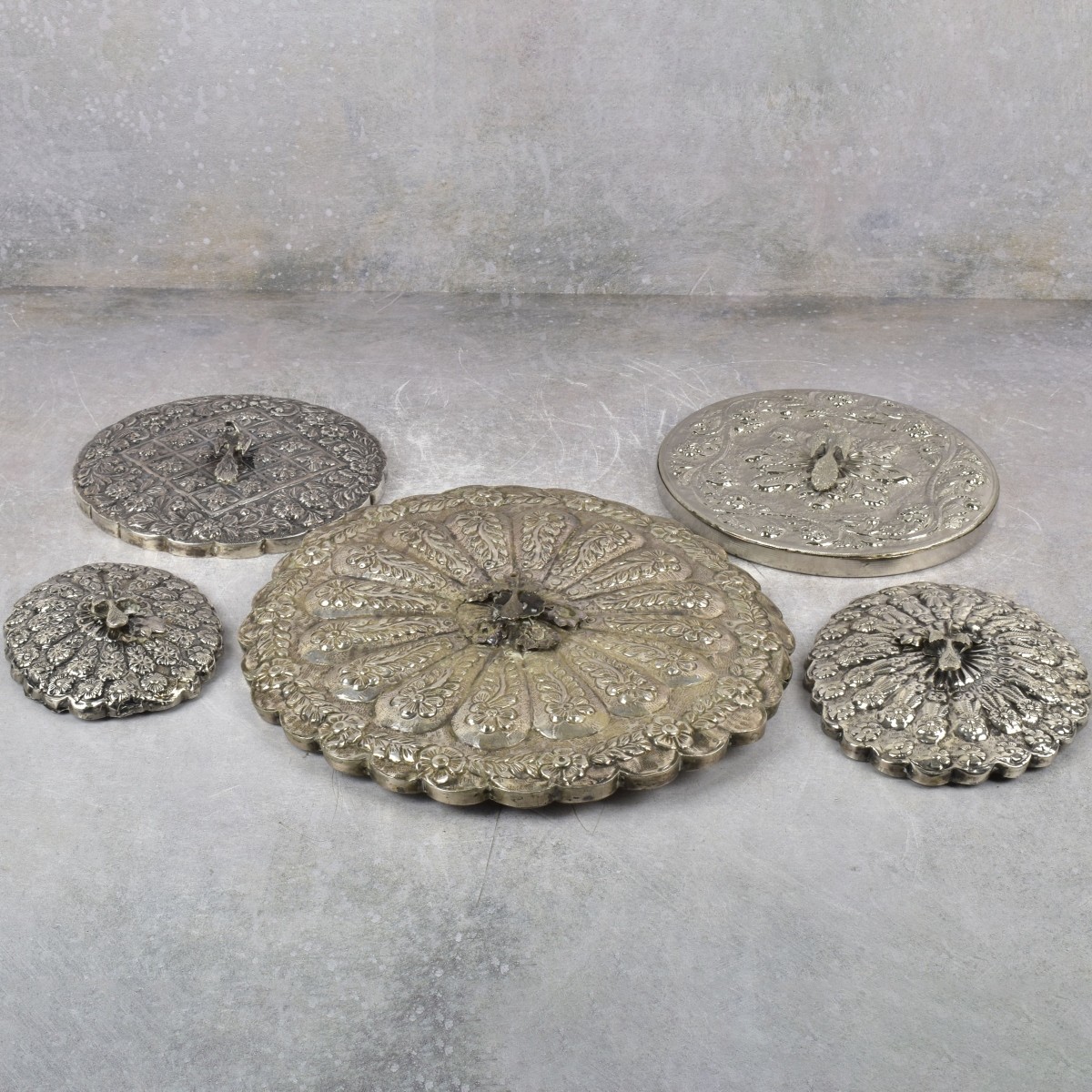Burmese Repousse Silver Mirrors
