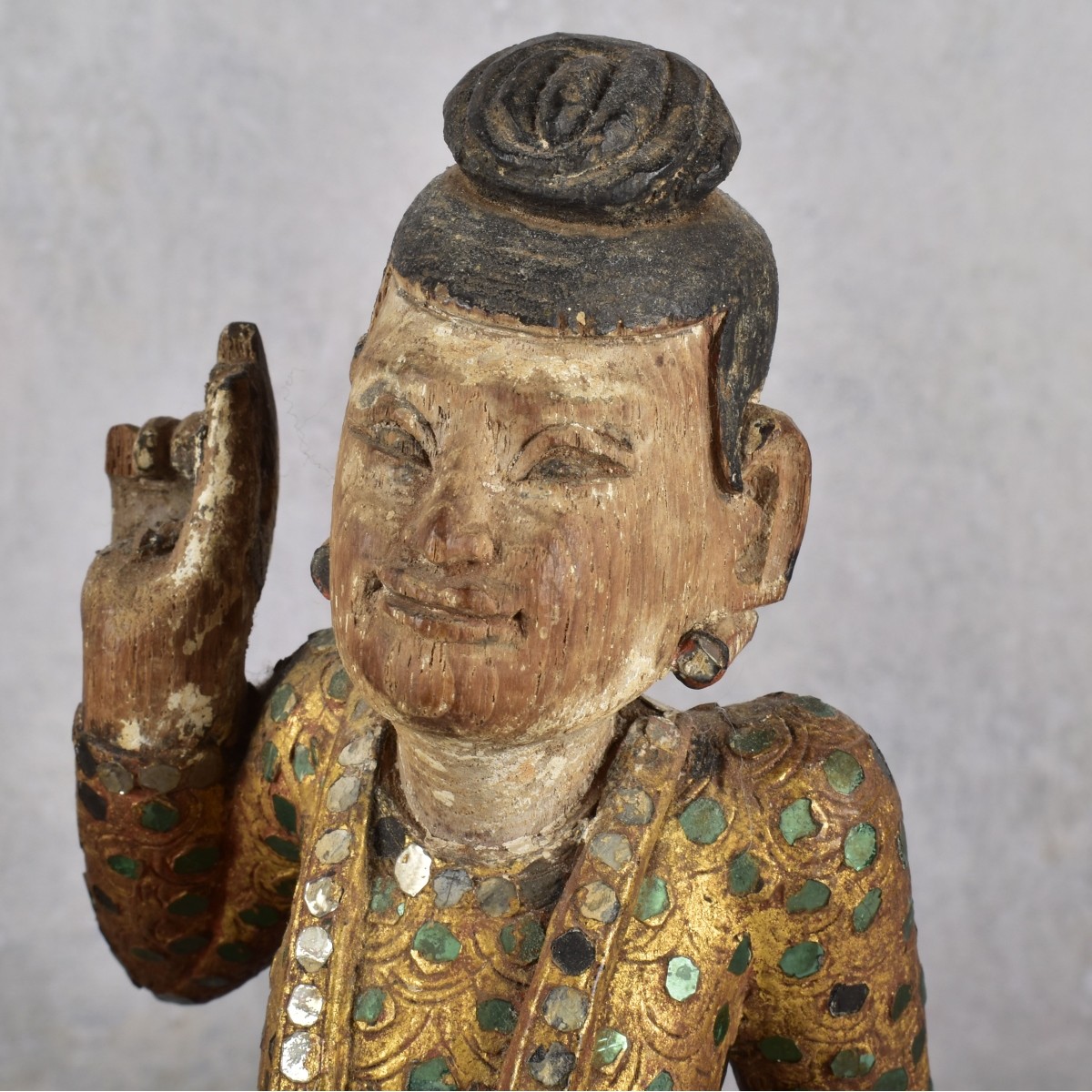 19th Century Pair of Gilt Wood Burmese Dancers