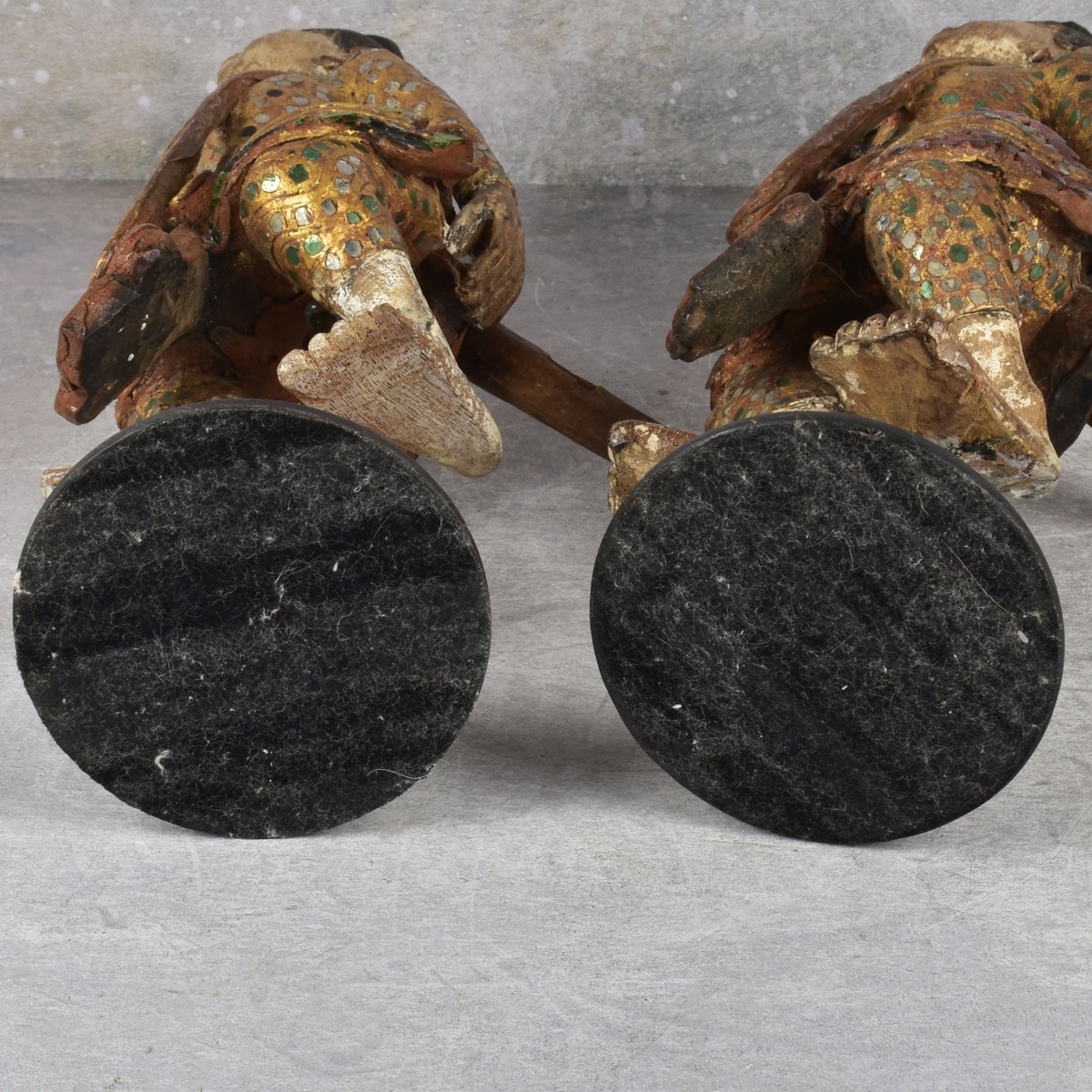 19th Century Pair of Gilt Wood Burmese Dancers