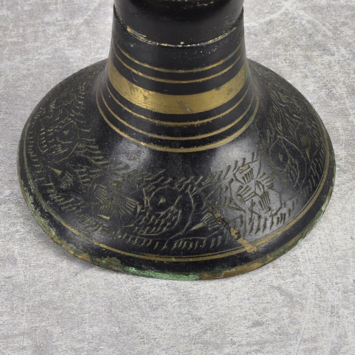 Brass Engraved and Enamel Floral Vases