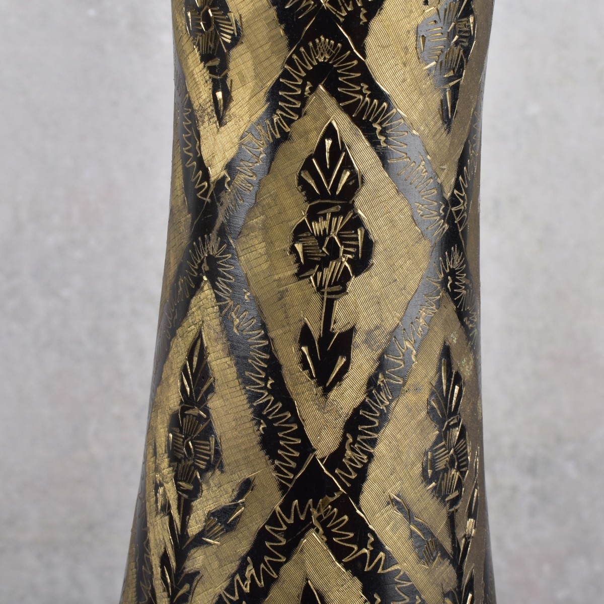 Brass Engraved and Enamel Floral Vases