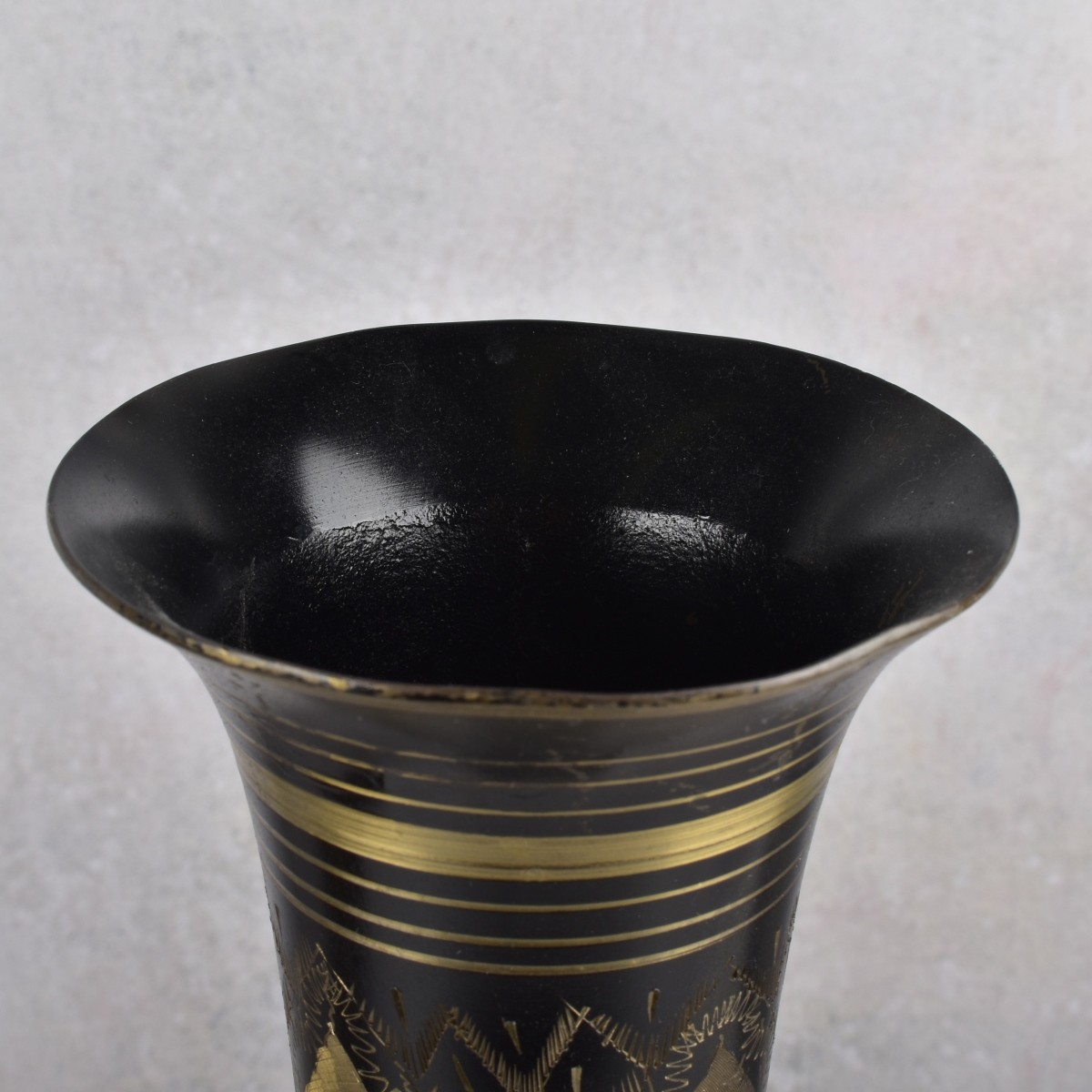 Brass Engraved and Enamel Floral Vases