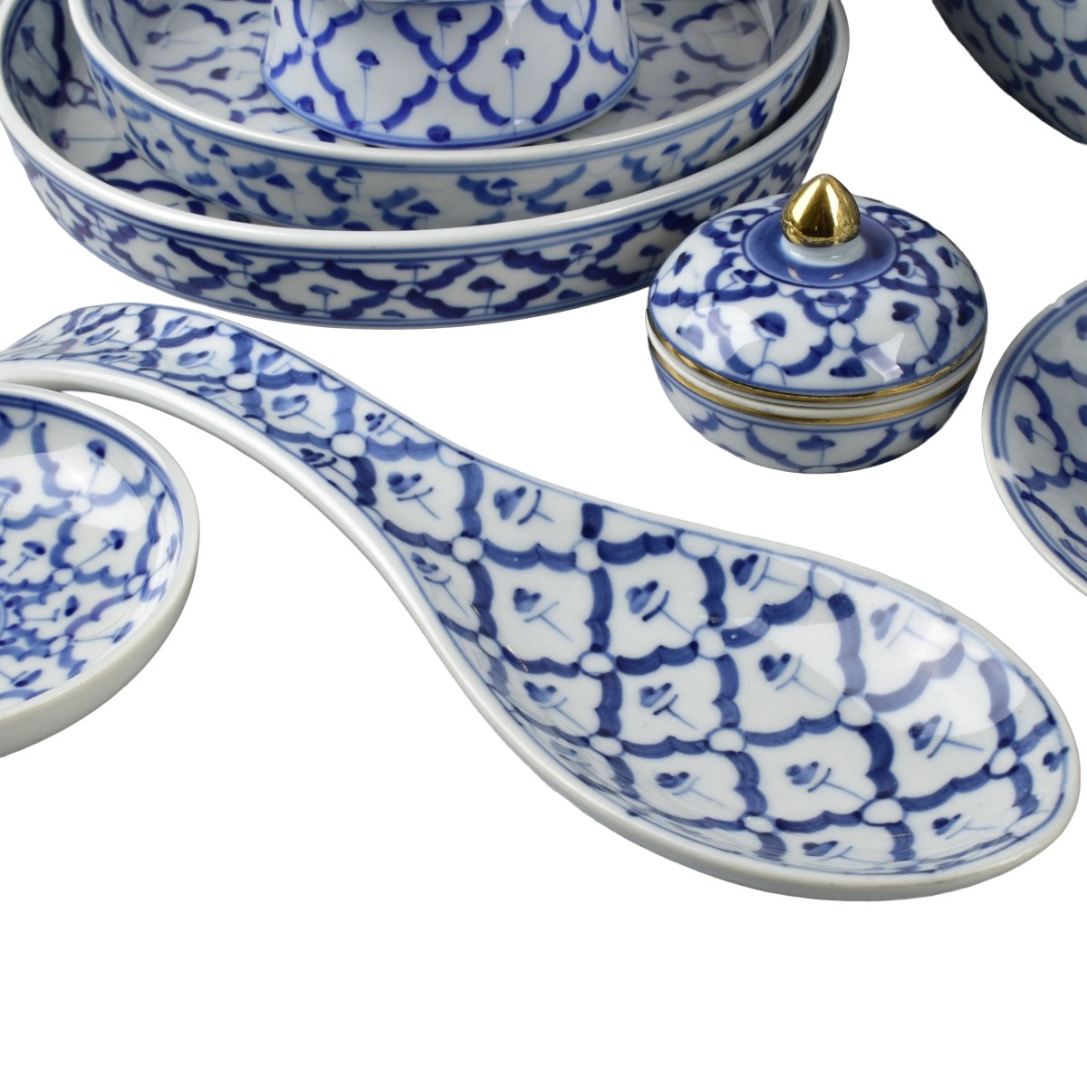 Thai Blue and White Porcelain Serving Pieces