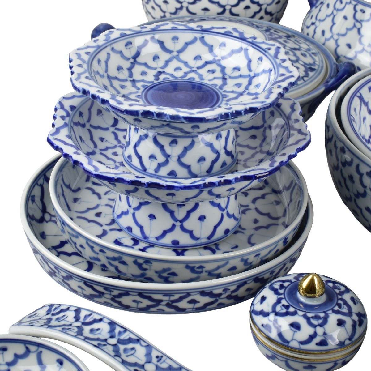 Thai Blue and White Porcelain Serving Pieces