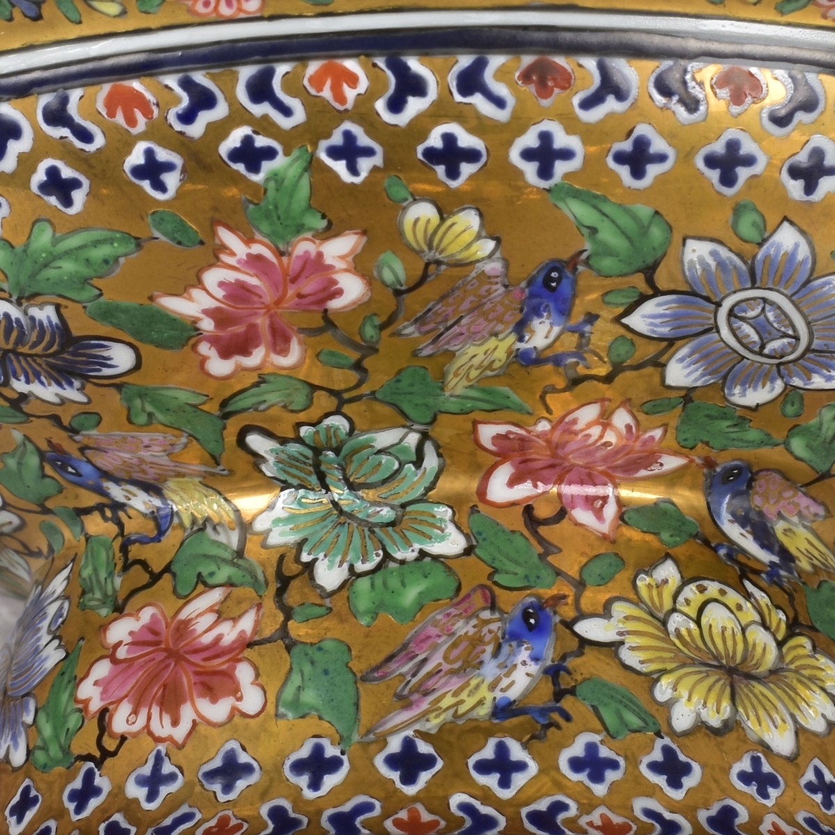 Thai Benjarong Porcelain Enameled Foot Dishes