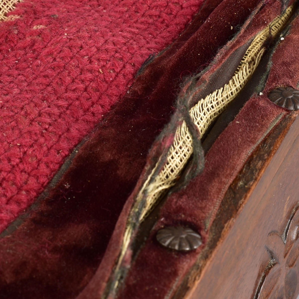 Antique Foot Stool with Tapestry Top
