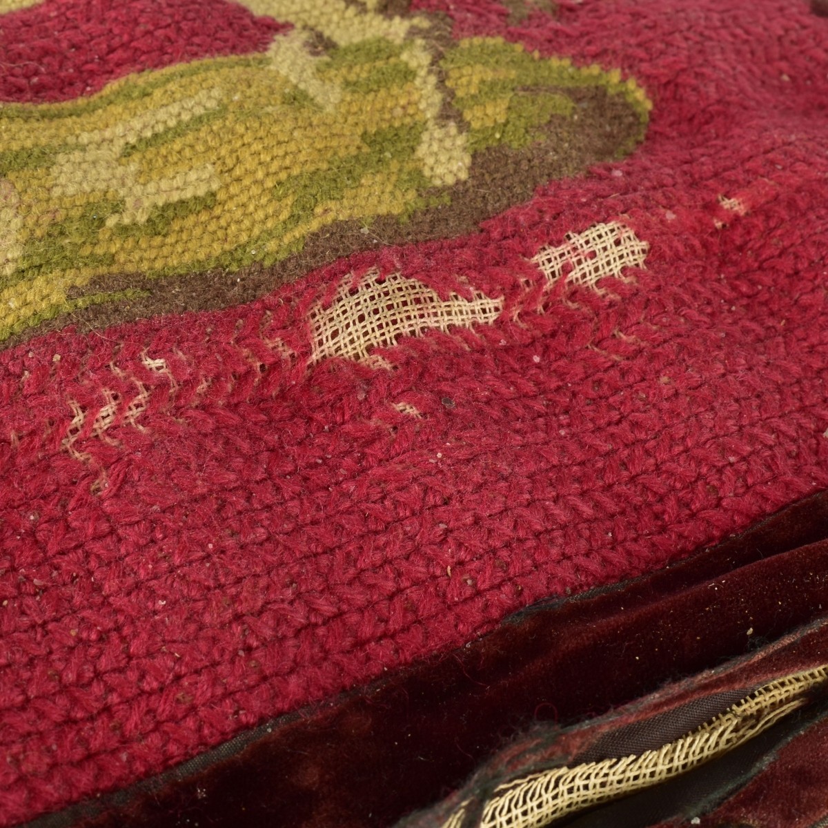 Antique Foot Stool with Tapestry Top